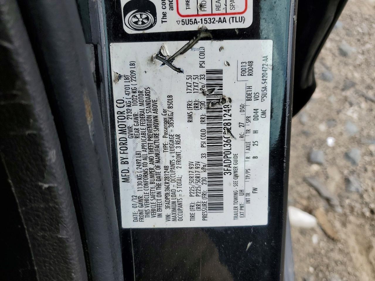 2012 Ford Fusion Hybrid Black vin: 3FADP0L36CR281248