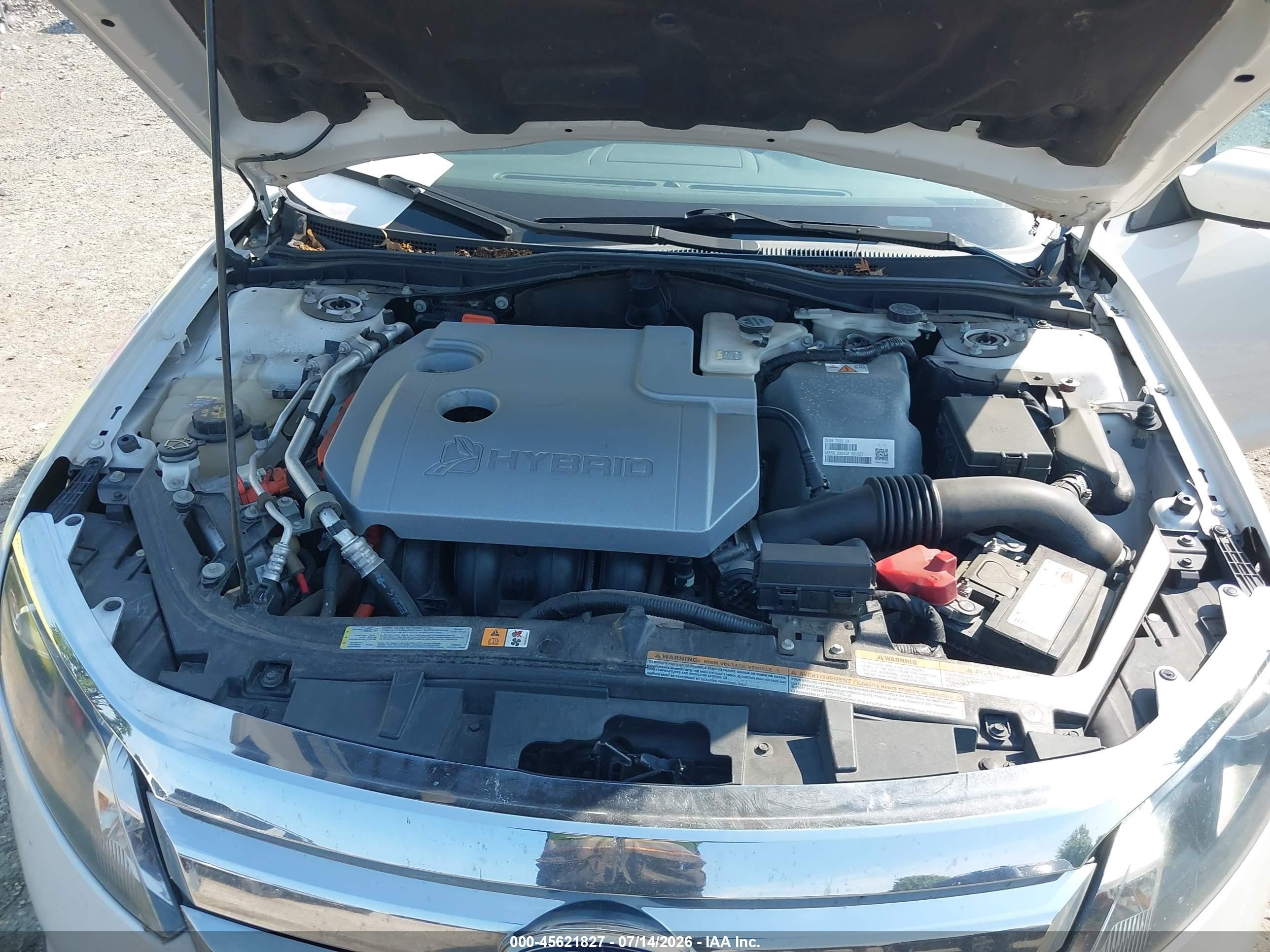2012 Ford Fusion Hybrid   White vin: 3FADP0L36CR421069