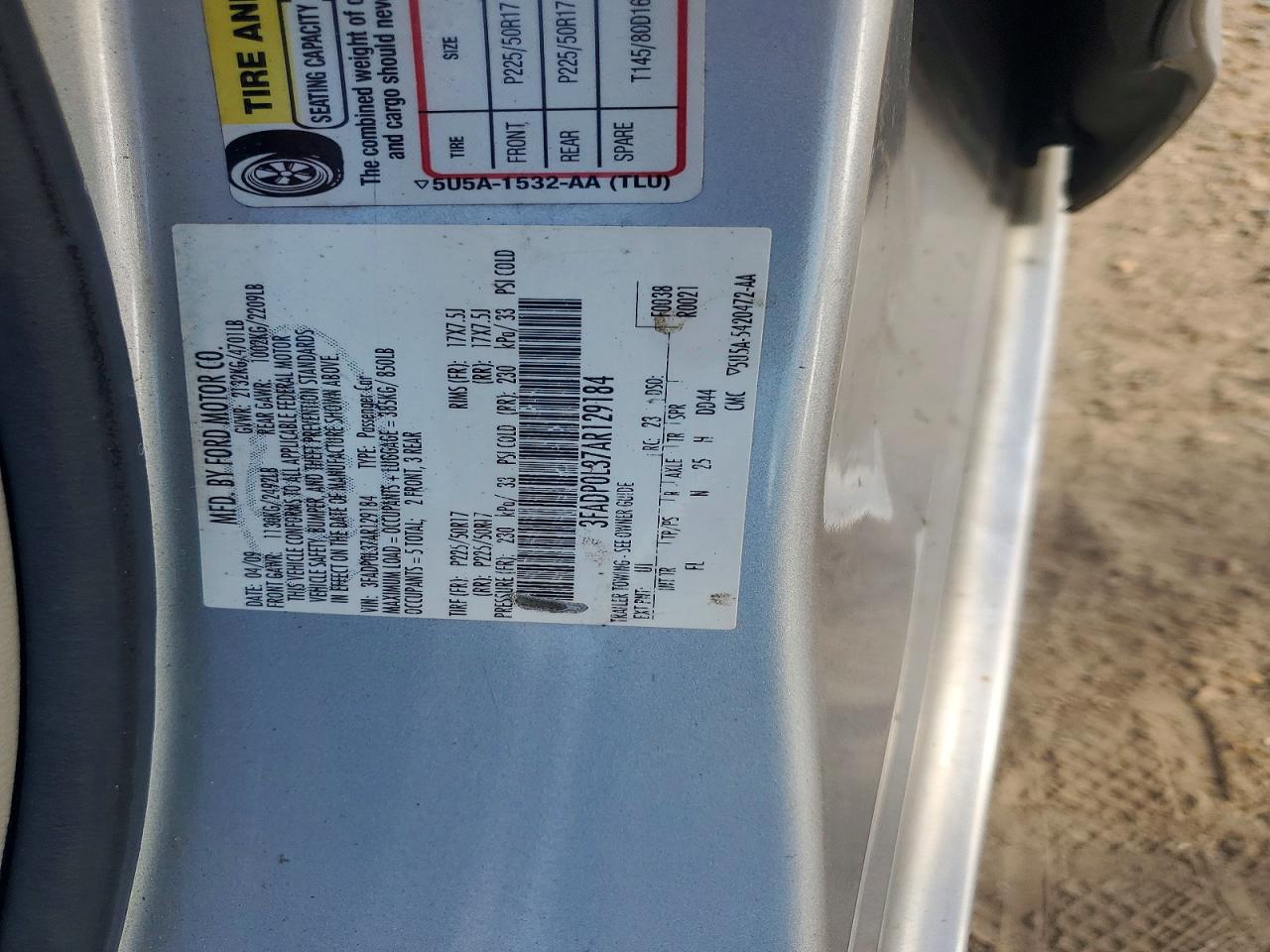 2010 Ford Fusion Hybrid Silver vin: 3FADP0L37AR129184