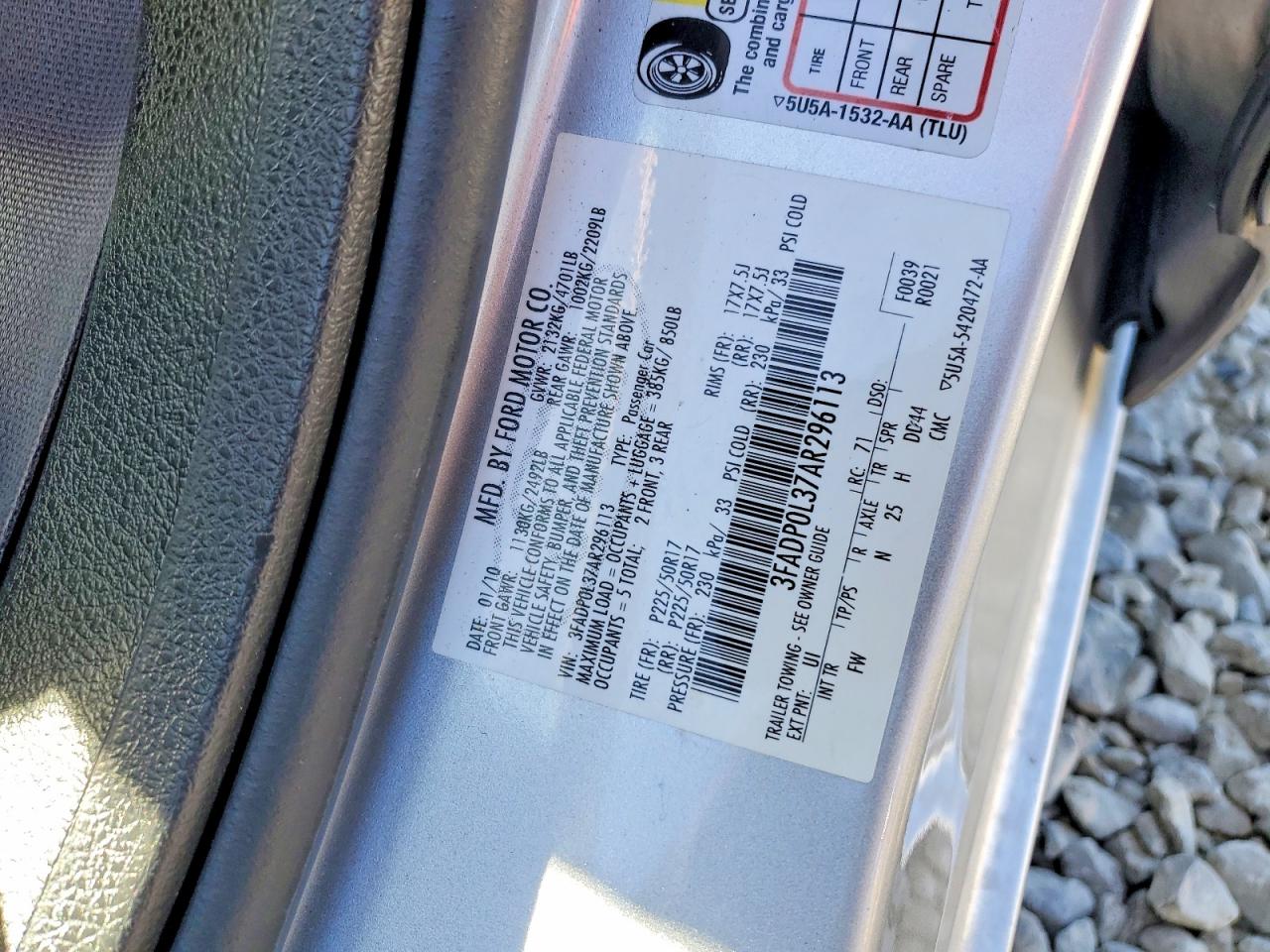 2010 Ford Fusion Hybrid Silver vin: 3FADP0L37AR296113