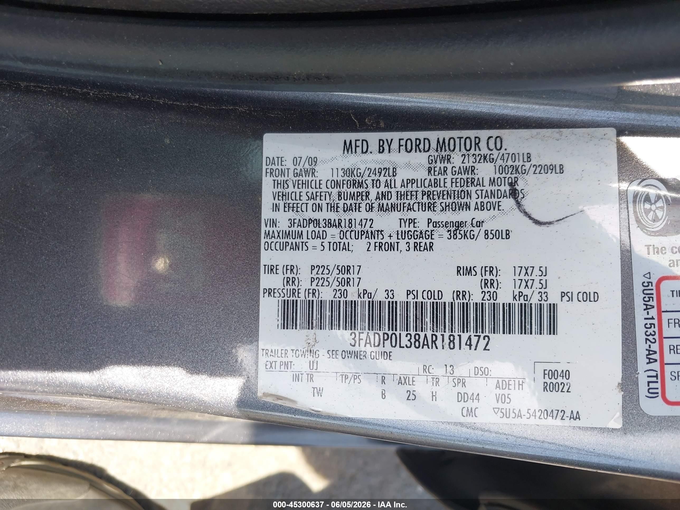 2010 Ford Fusion Hybrid Gray vin: 3FADP0L38AR181472