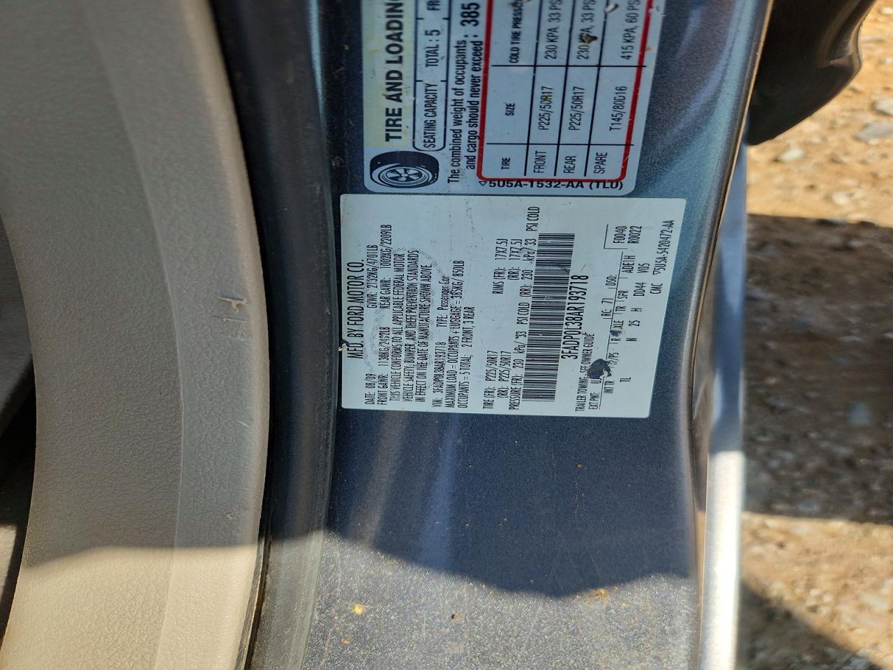 2010 Ford Fusion Hybrid Угольный vin: 3FADP0L38AR193718