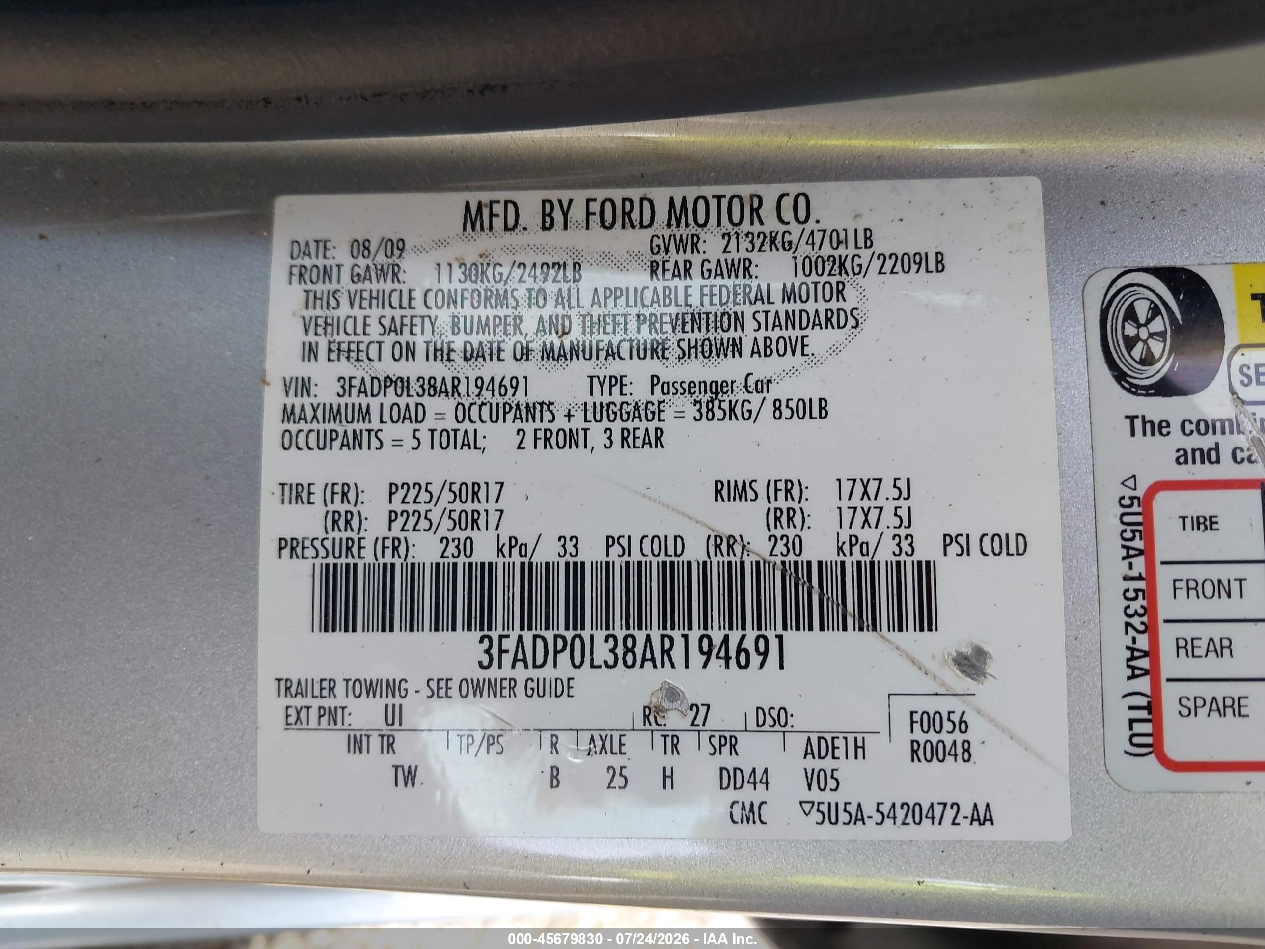 2010 Ford Fusion Hybrid   Серебряный vin: 3FADP0L38AR194691