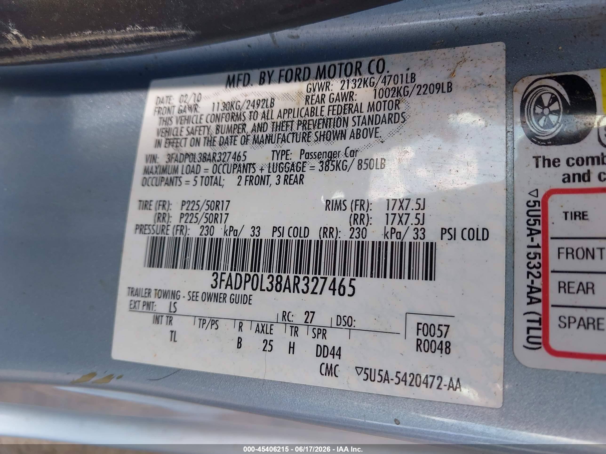 2010 Ford Fusion Hybrid   Синий vin: 3FADP0L38AR327465