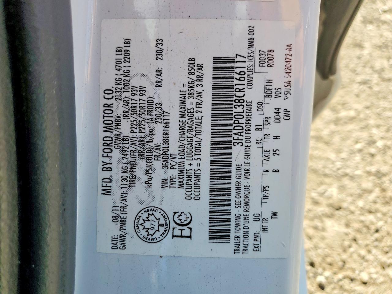 2012 Ford Fusion Hybrid White vin: 3FADP0L38CR166117