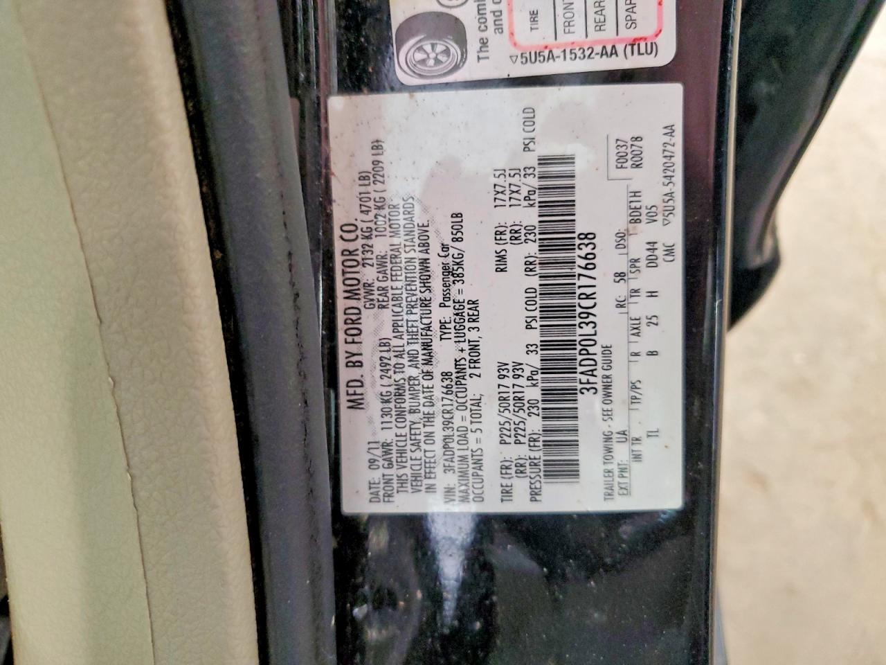 2012 Ford Fusion Hybrid Black vin: 3FADP0L39CR176638