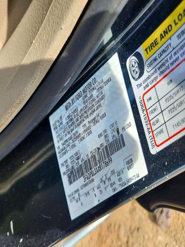 2010 Ford Fusion Hybrid Black vin: 3FADP0L3XAR178699