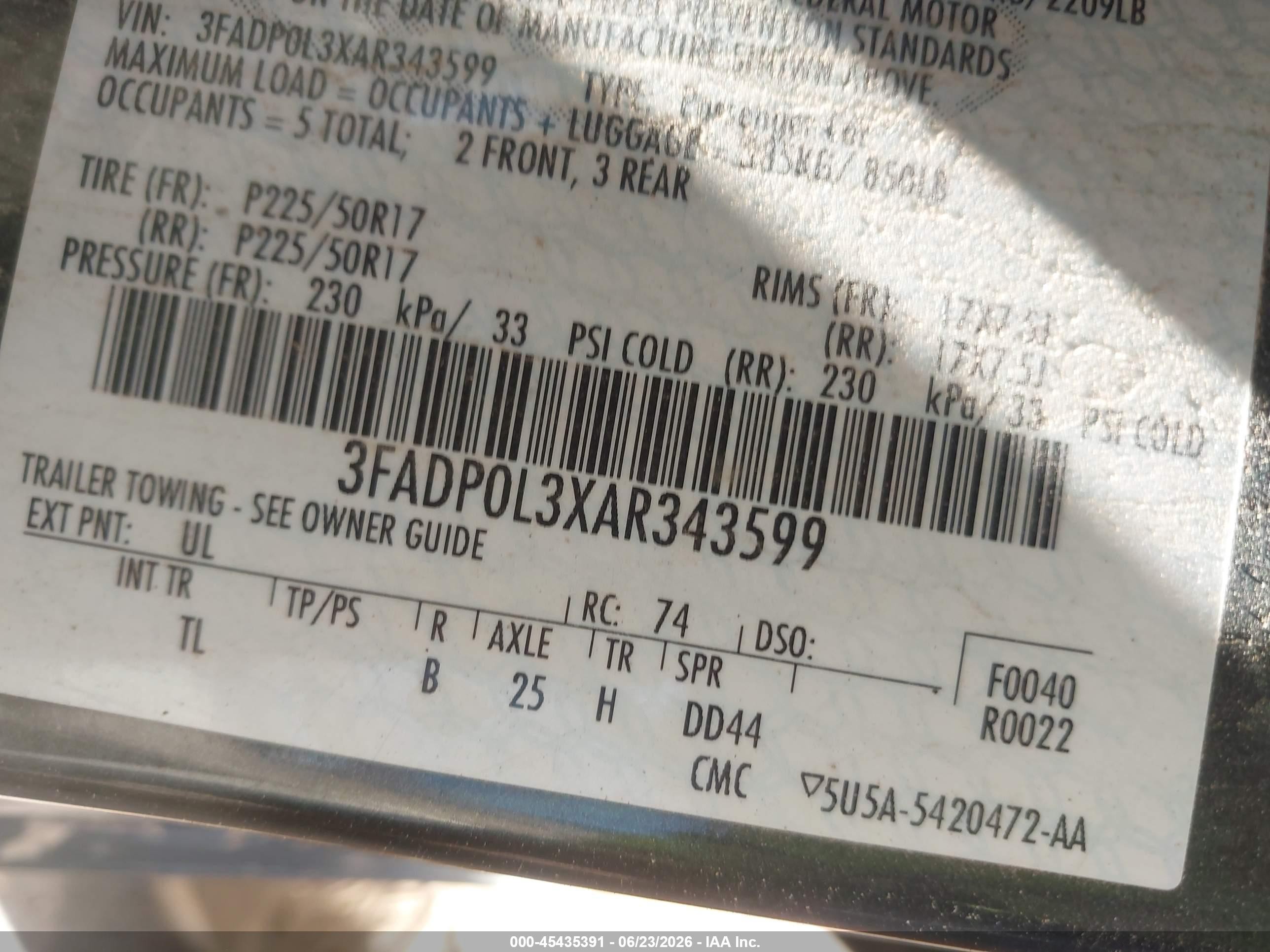 2010 Ford Fusion Hybrid   Черный vin: 3FADP0L3XAR343599