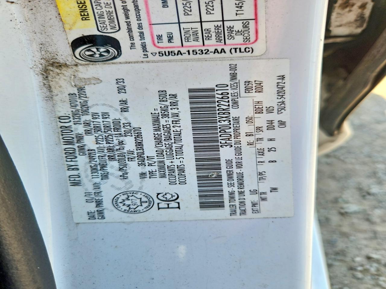 2011 Ford Fusion Hybrid Белый vin: 3FADP0L3XBR226610