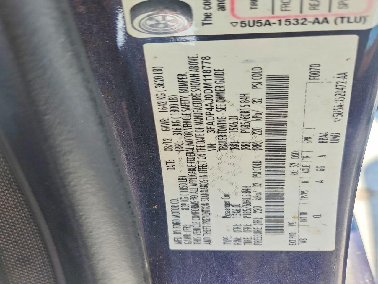 2013 Ford Fiesta S Charcoal vin: 3FADP4AJ0DM118778