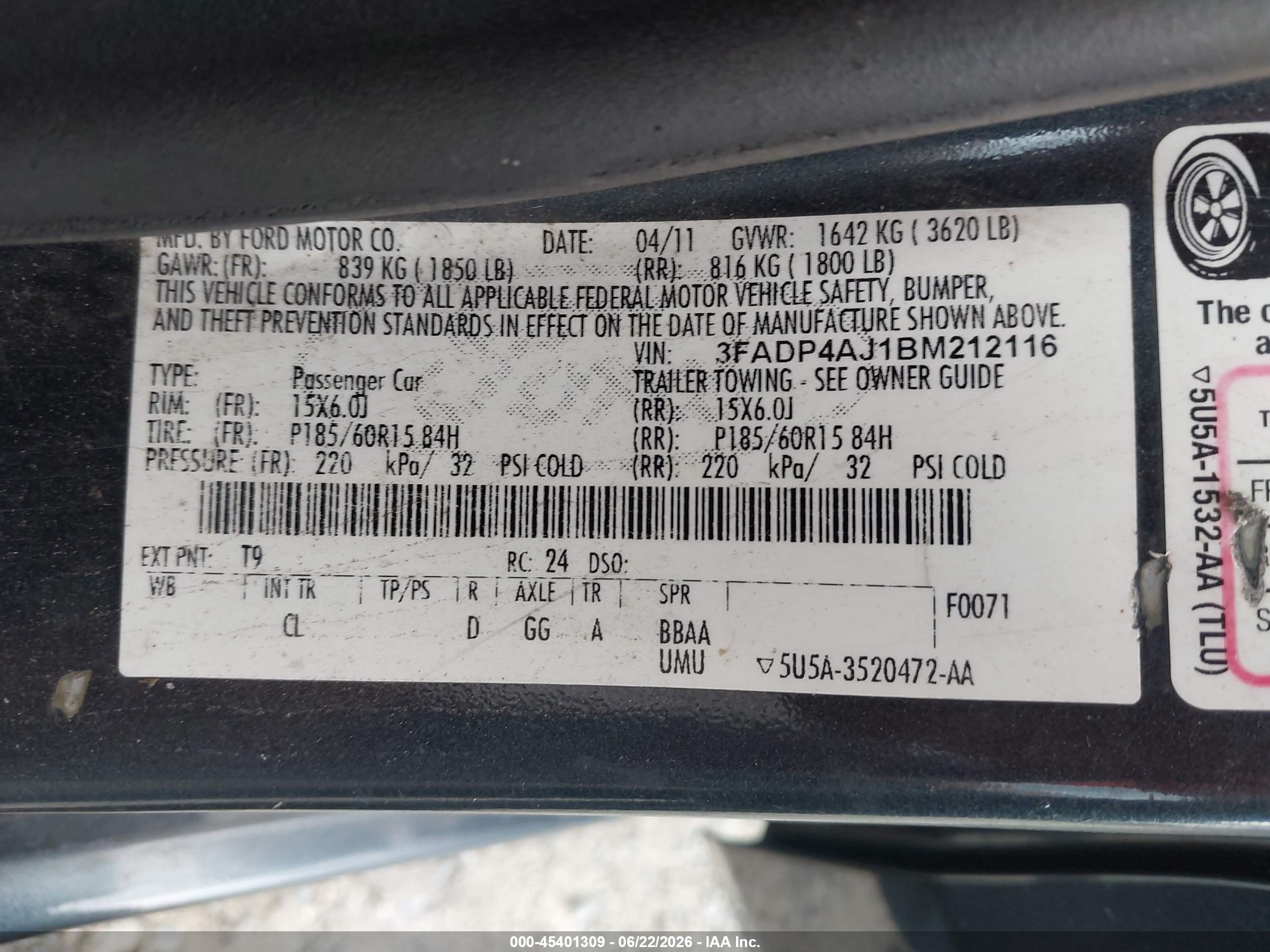 2011 Ford Fiesta S Gray vin: 3FADP4AJ1BM212116