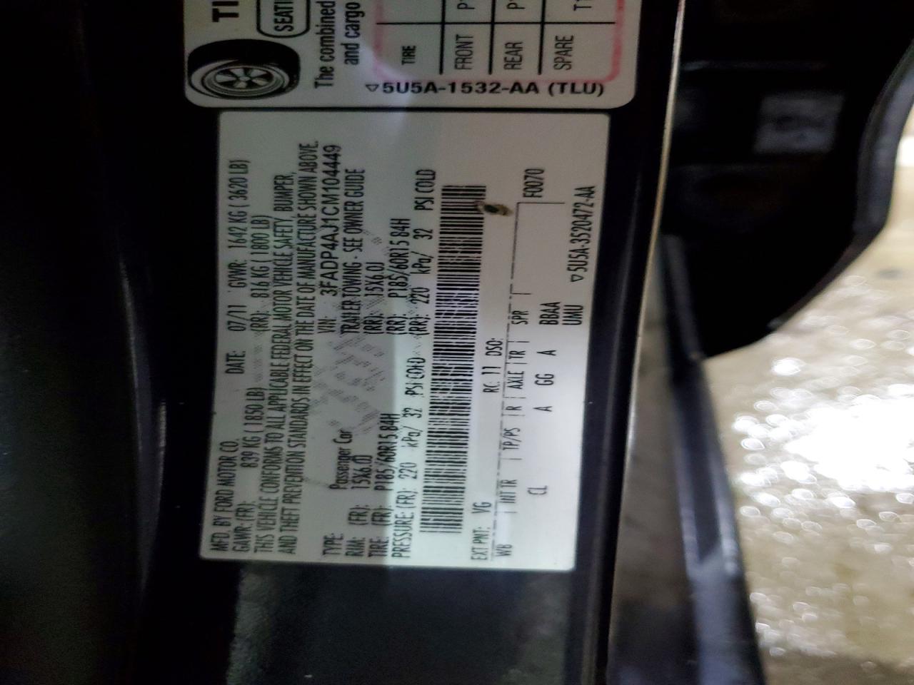 2012 Ford Fiesta S Blue vin: 3FADP4AJ1CM104449