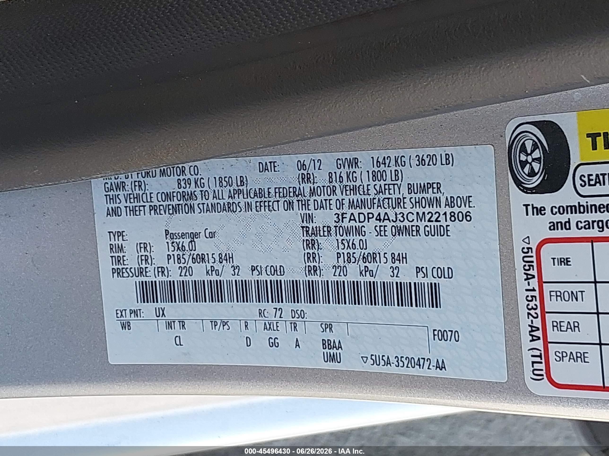 2012 Ford Fiesta S Silver vin: 3FADP4AJ3CM221806