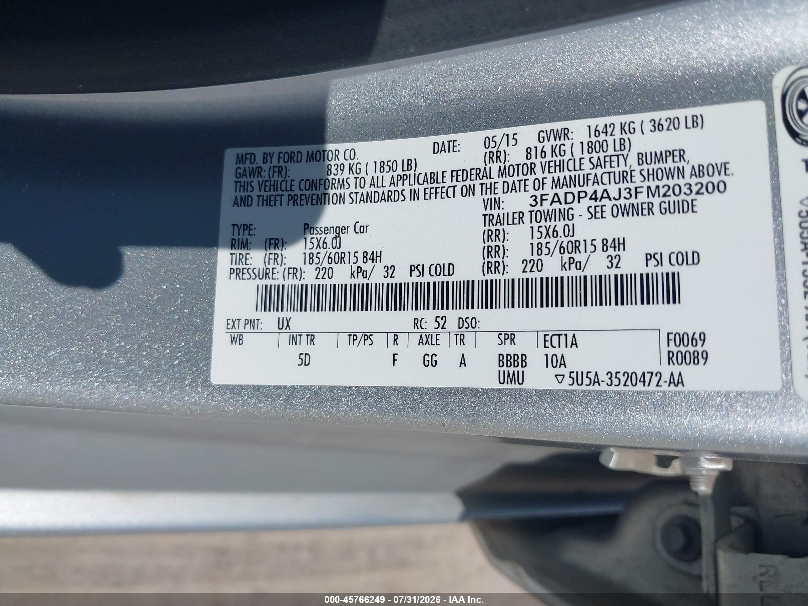 2015 Ford Fiesta S Silver vin: 3FADP4AJ3FM203200