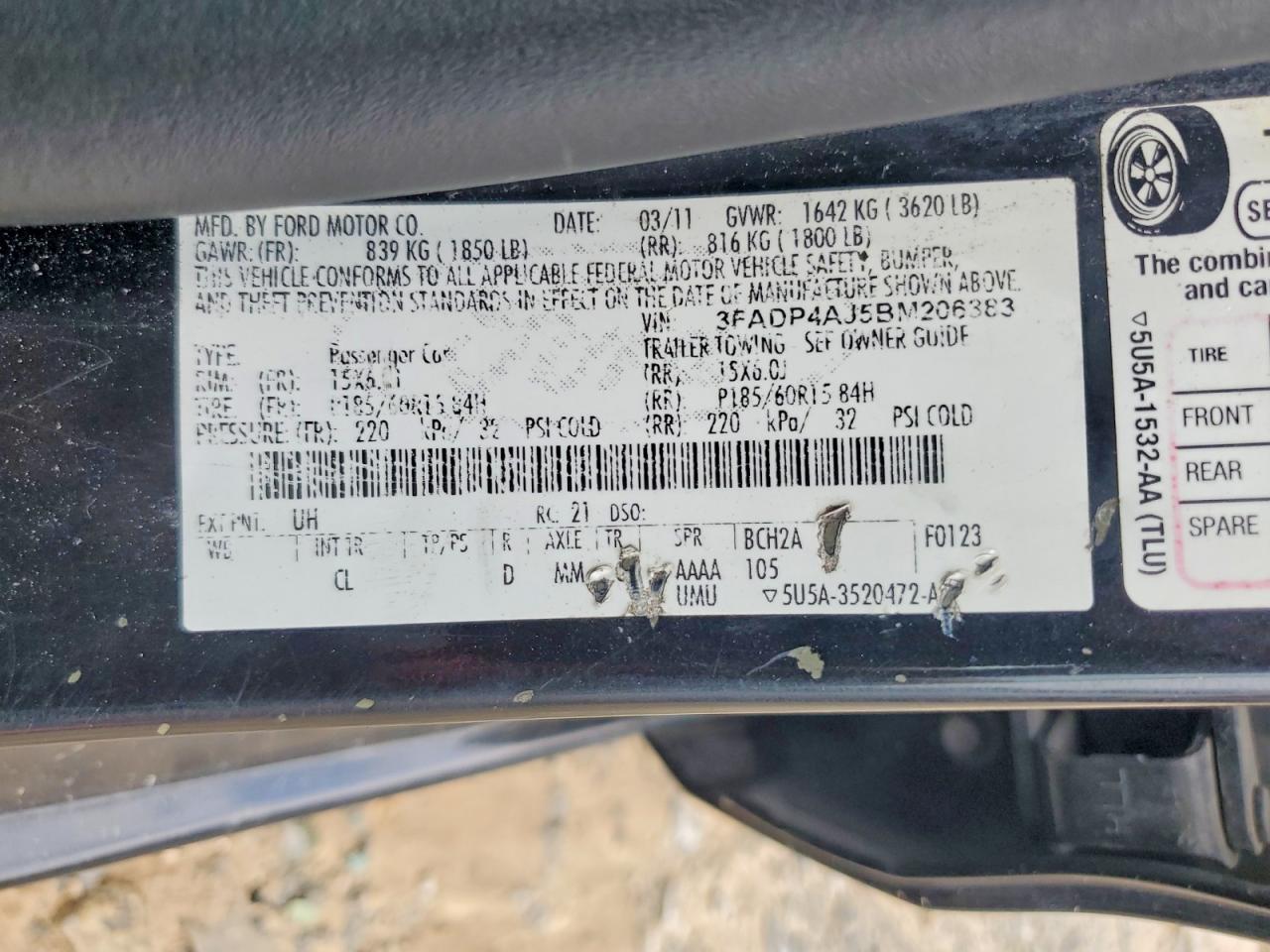 2011 Ford Fiesta S Black vin: 3FADP4AJ5BM206383
