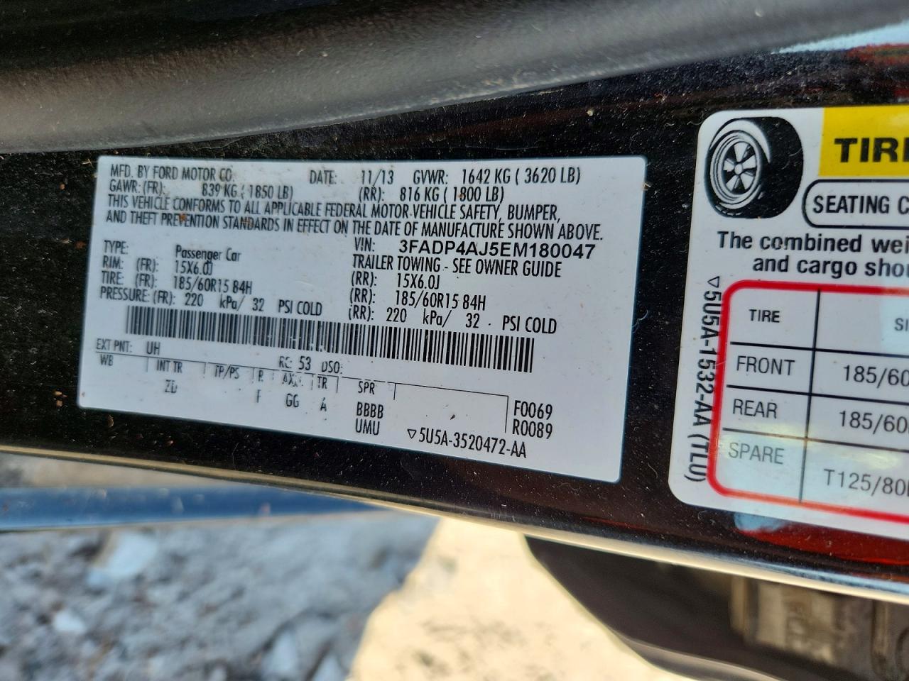 2014 Ford Fiesta S Black vin: 3FADP4AJ5EM180047
