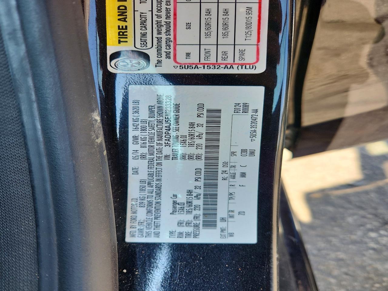 2014 Ford Fiesta S Black vin: 3FADP4AJ5EM233328