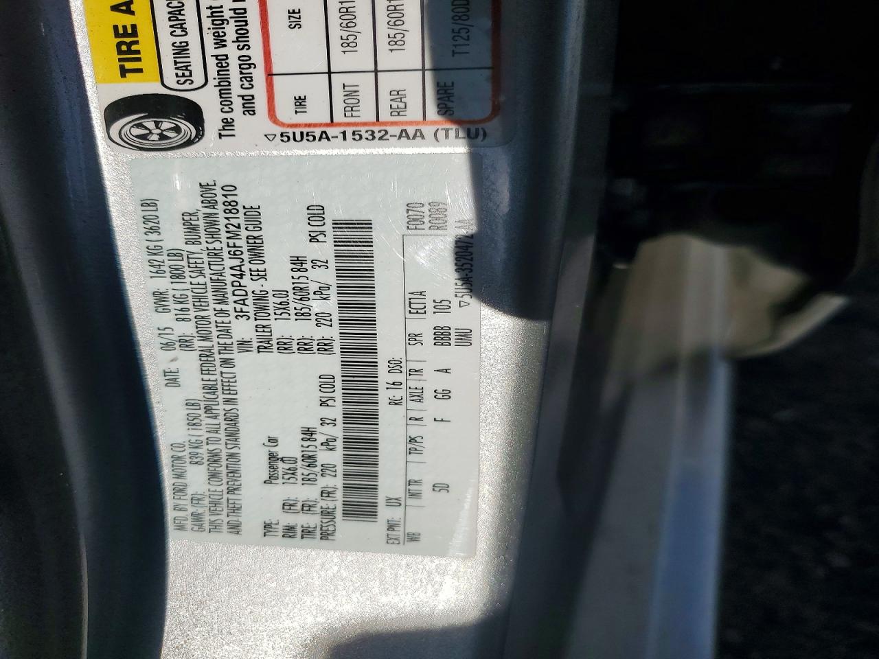 2015 Ford Fiesta S Серебряный vin: 3FADP4AJ6FM218810