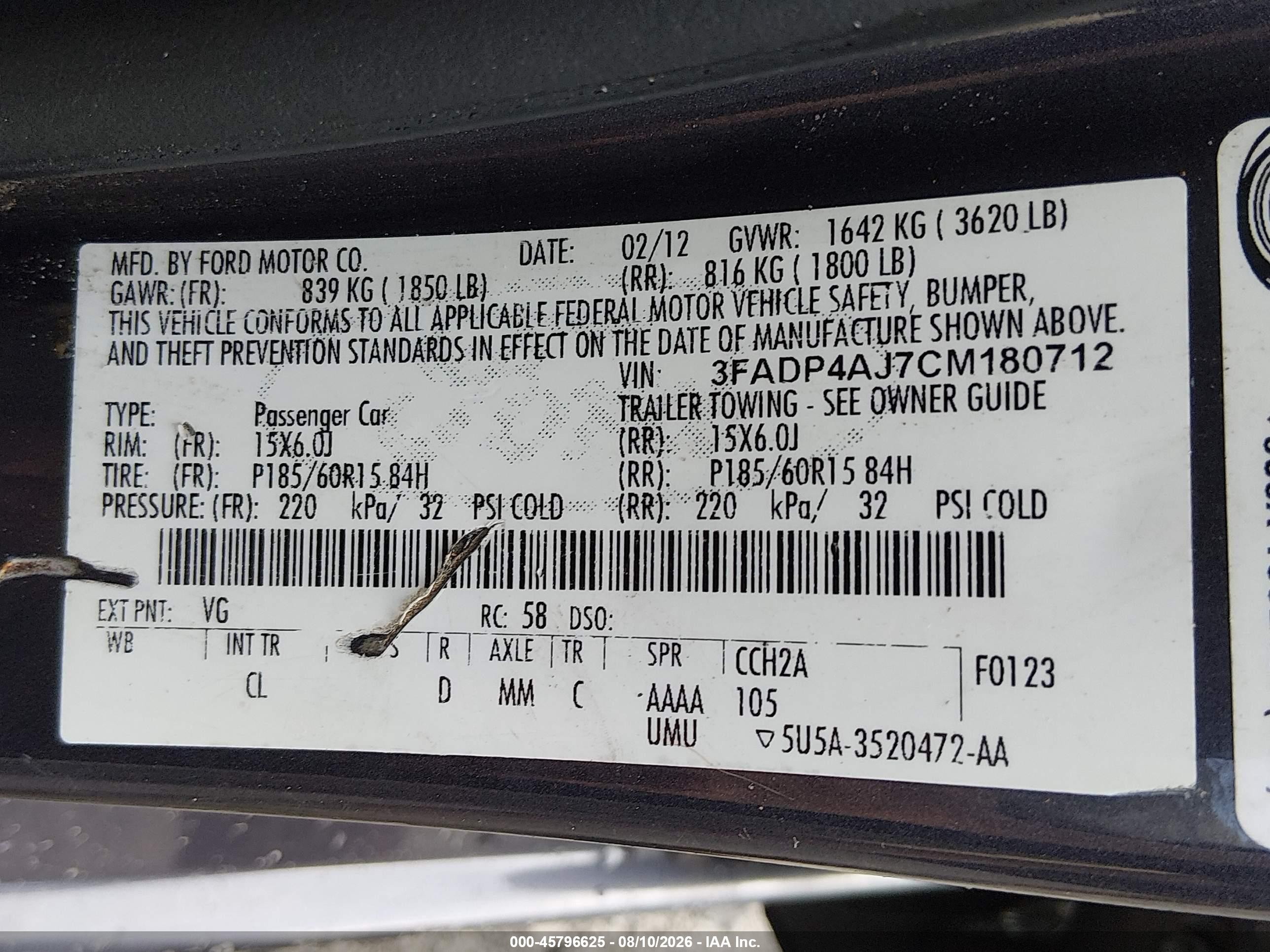 2012 Ford Fiesta S Dark Blue vin: 3FADP4AJ7CM180712