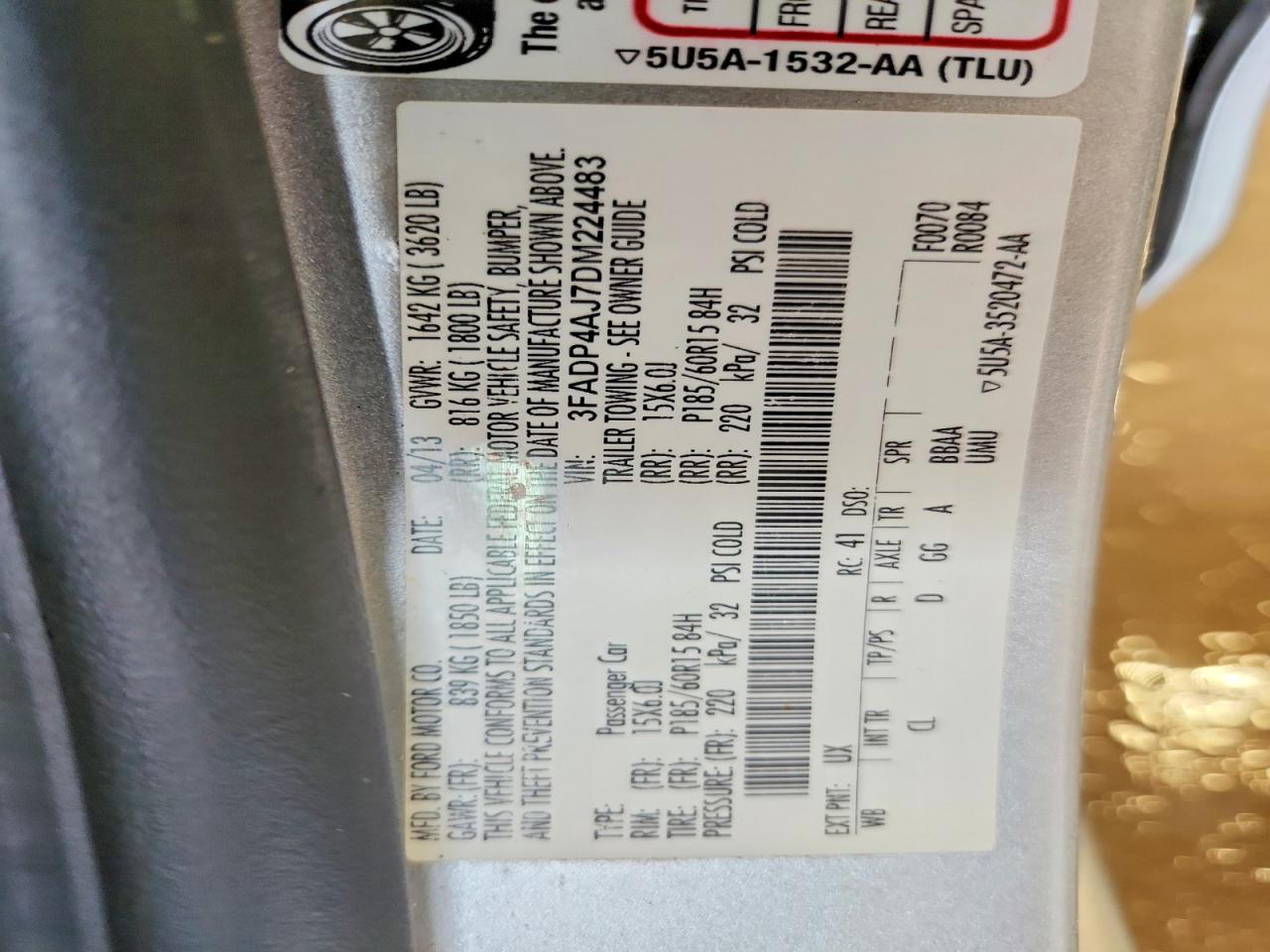 2013 Ford Fiesta S Silver vin: 3FADP4AJ7DM224483