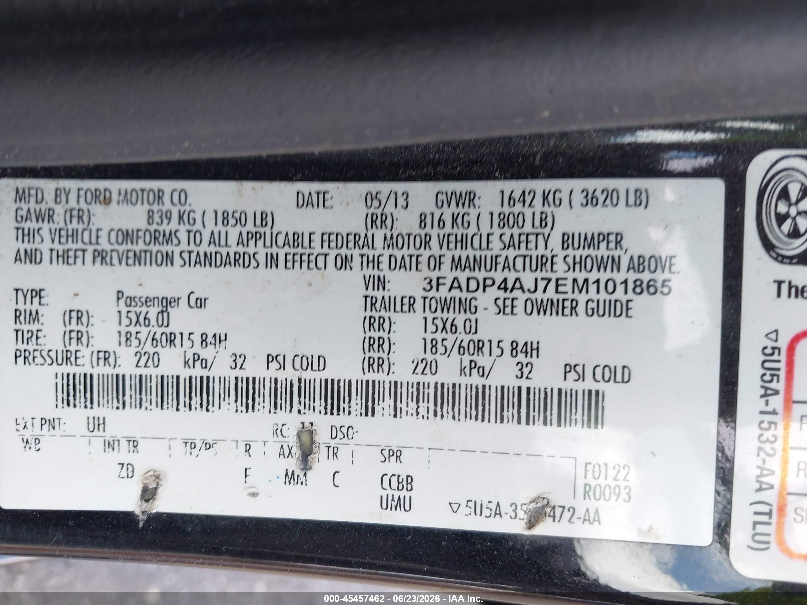 2014 Ford Fiesta S Black vin: 3FADP4AJ7EM101865