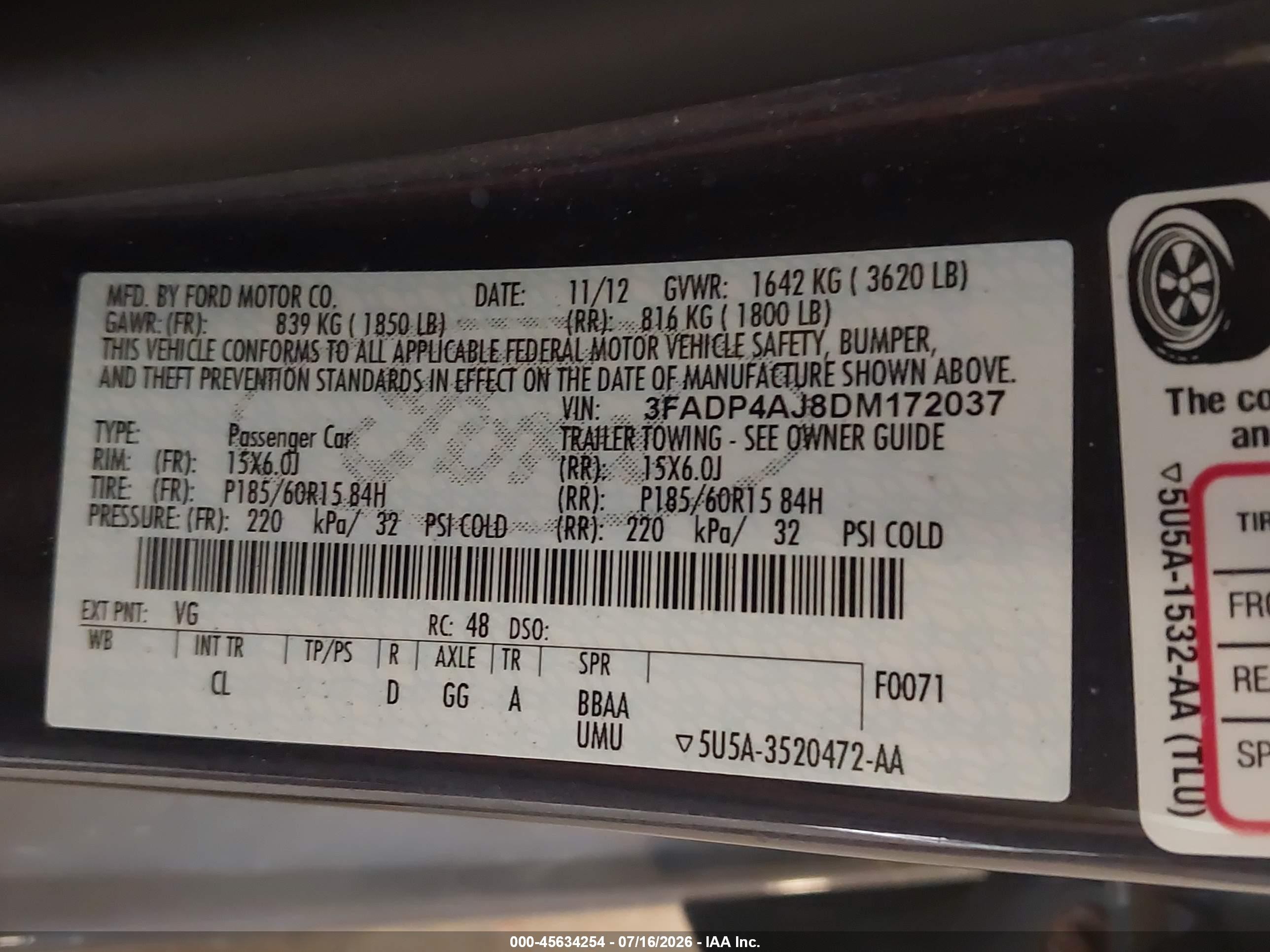 2013 Ford Fiesta S Purple vin: 3FADP4AJ8DM172037