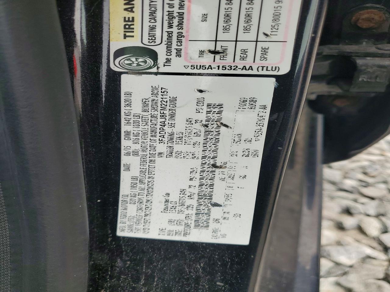 2015 Ford Fiesta S Black vin: 3FADP4AJ8FM221157