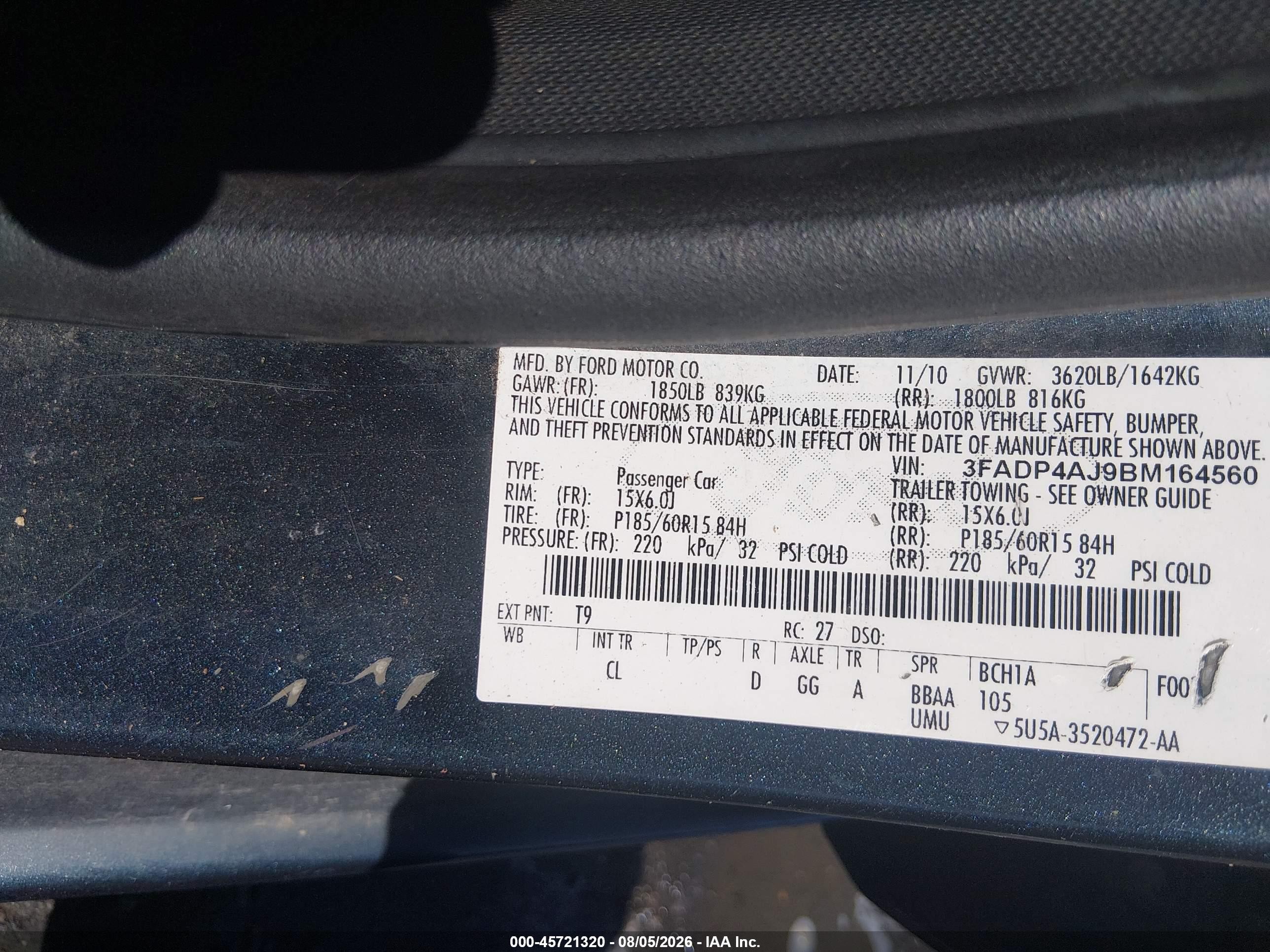 2011 Ford Fiesta S Gray vin: 3FADP4AJ9BM164560