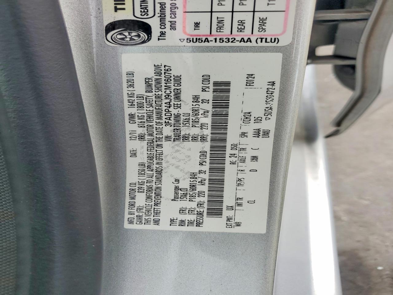 2012 Ford Fiesta S Silver vin: 3FADP4AJ9CM160767
