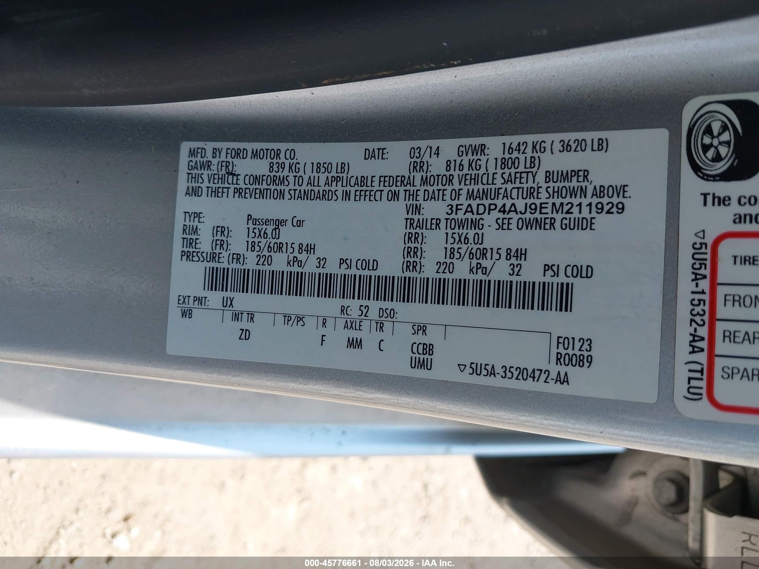 2014 Ford Fiesta S Серебряный vin: 3FADP4AJ9EM211929