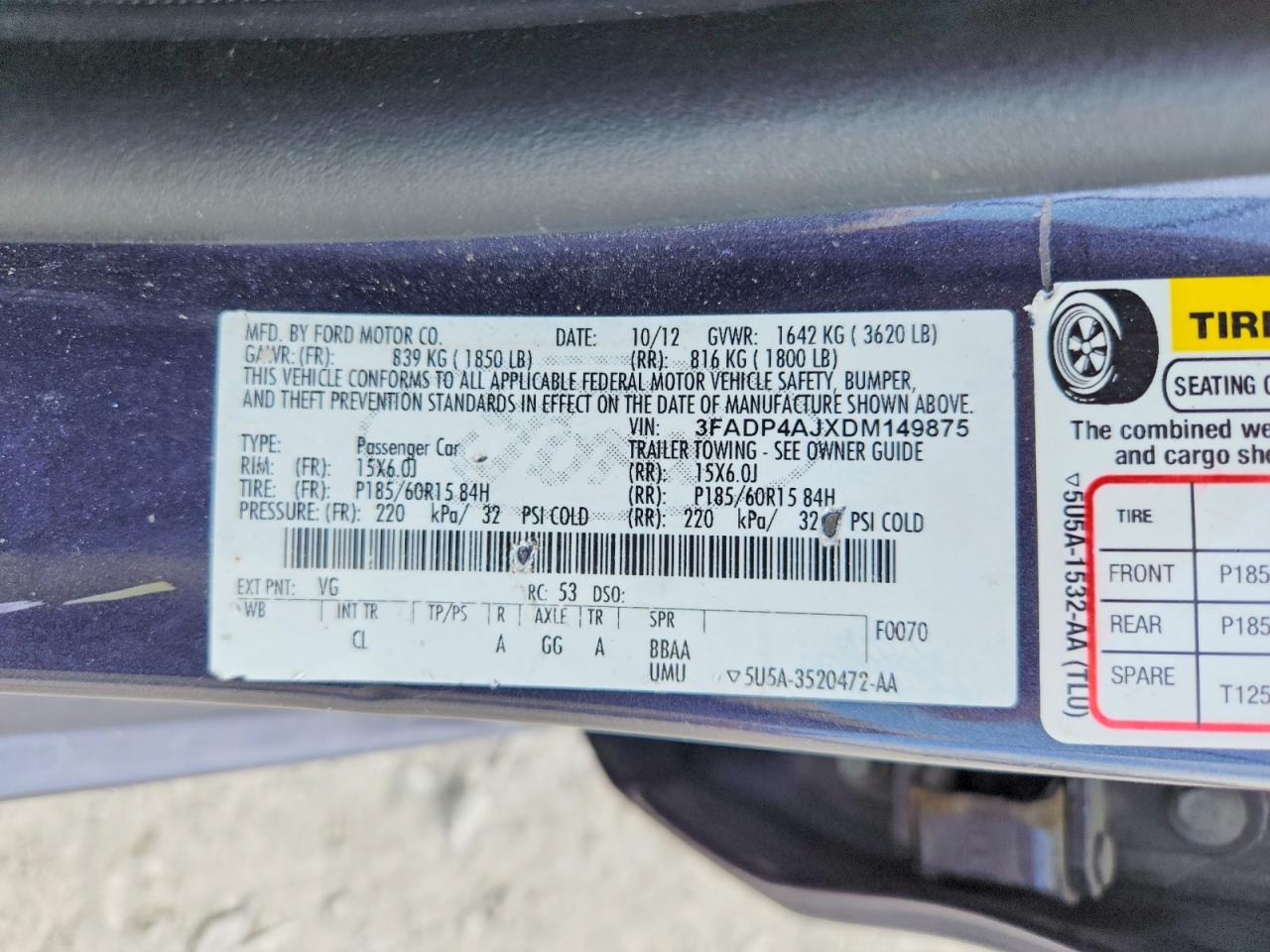 2013 Ford Fiesta Purple vin: 3FADP4AJXDM149875