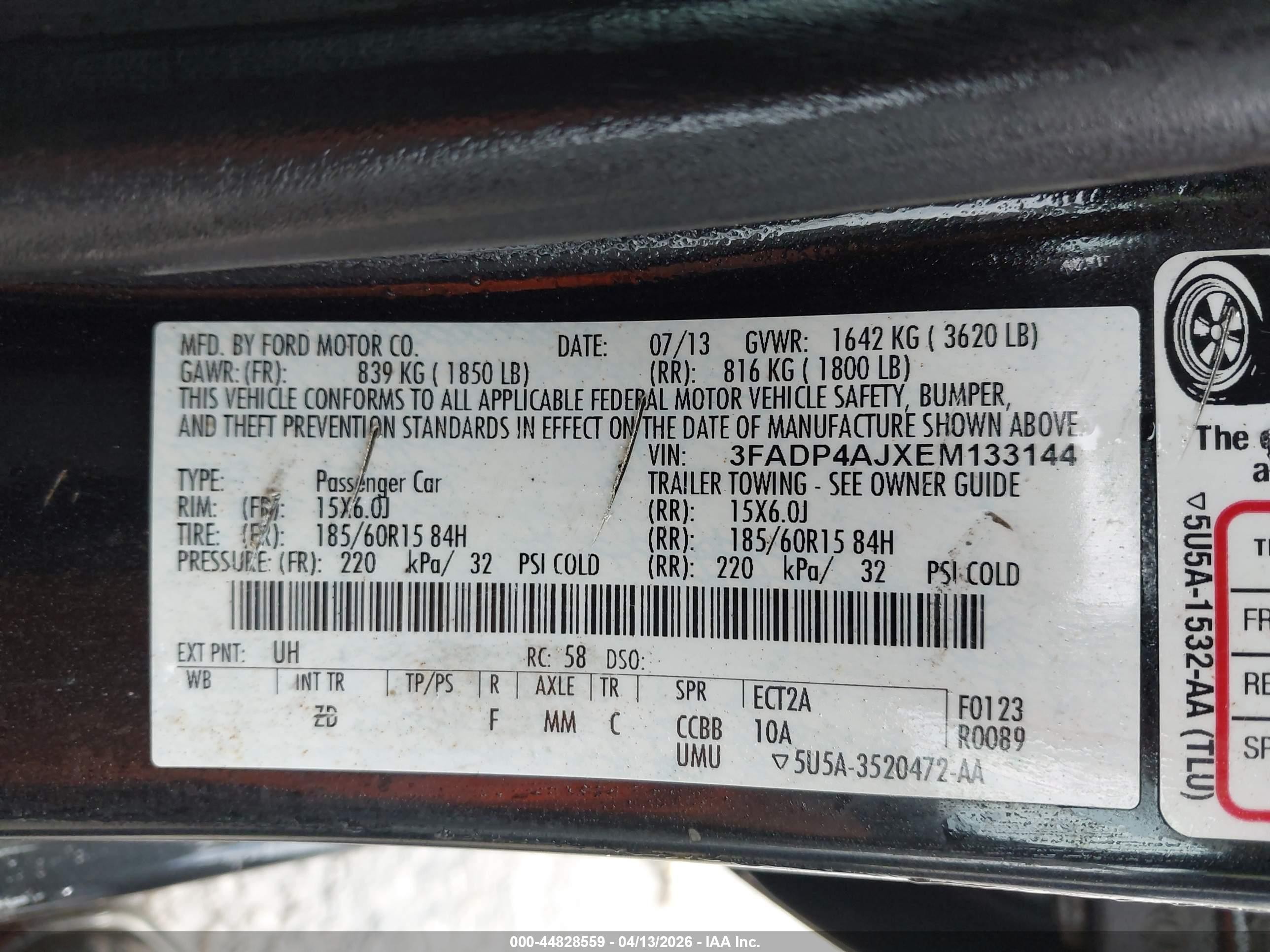 2014 Ford Fiesta S Black vin: 3FADP4AJXEM133144
