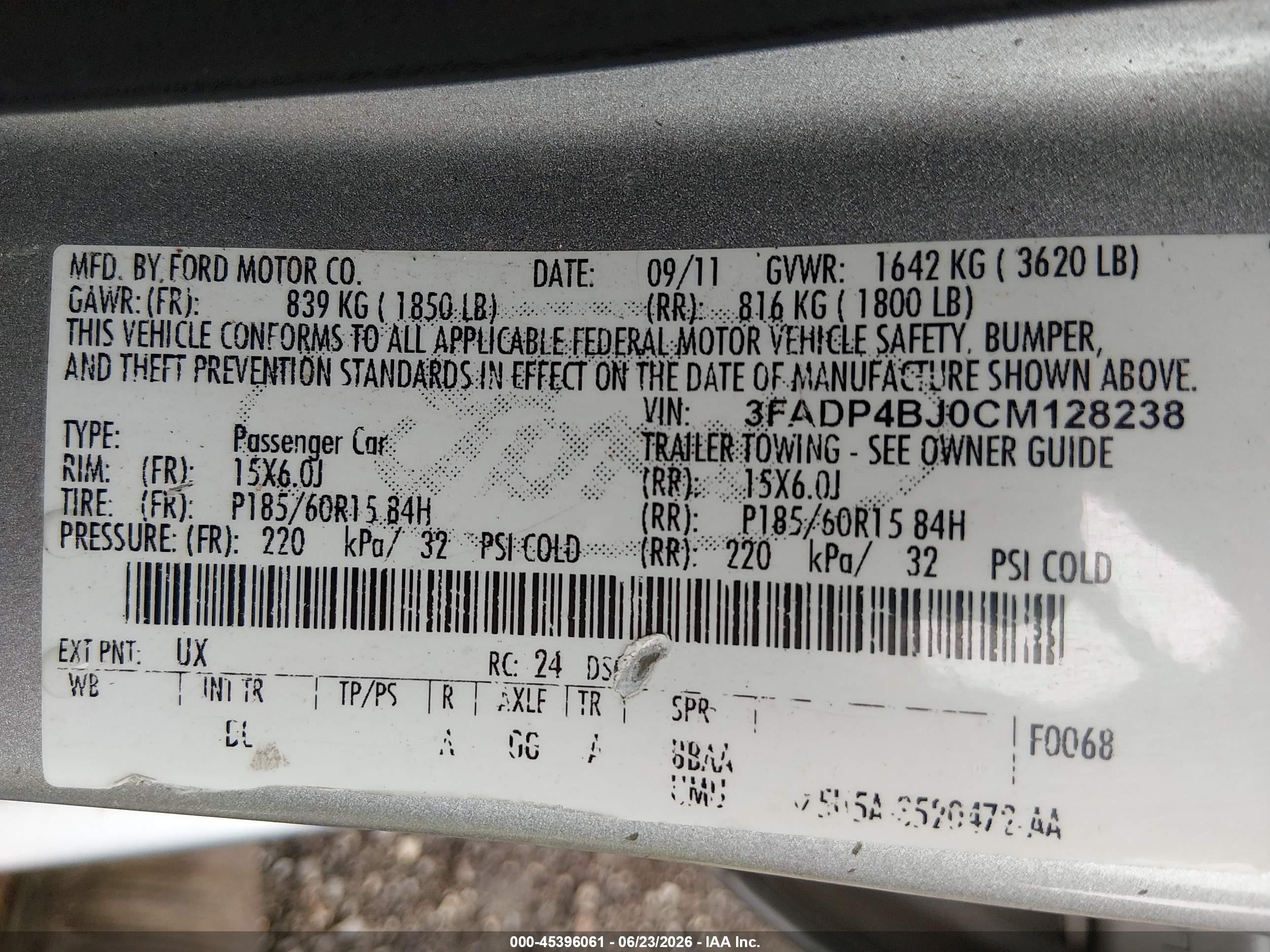 2012 Ford Fiesta Se Silver vin: 3FADP4BJ0CM128238