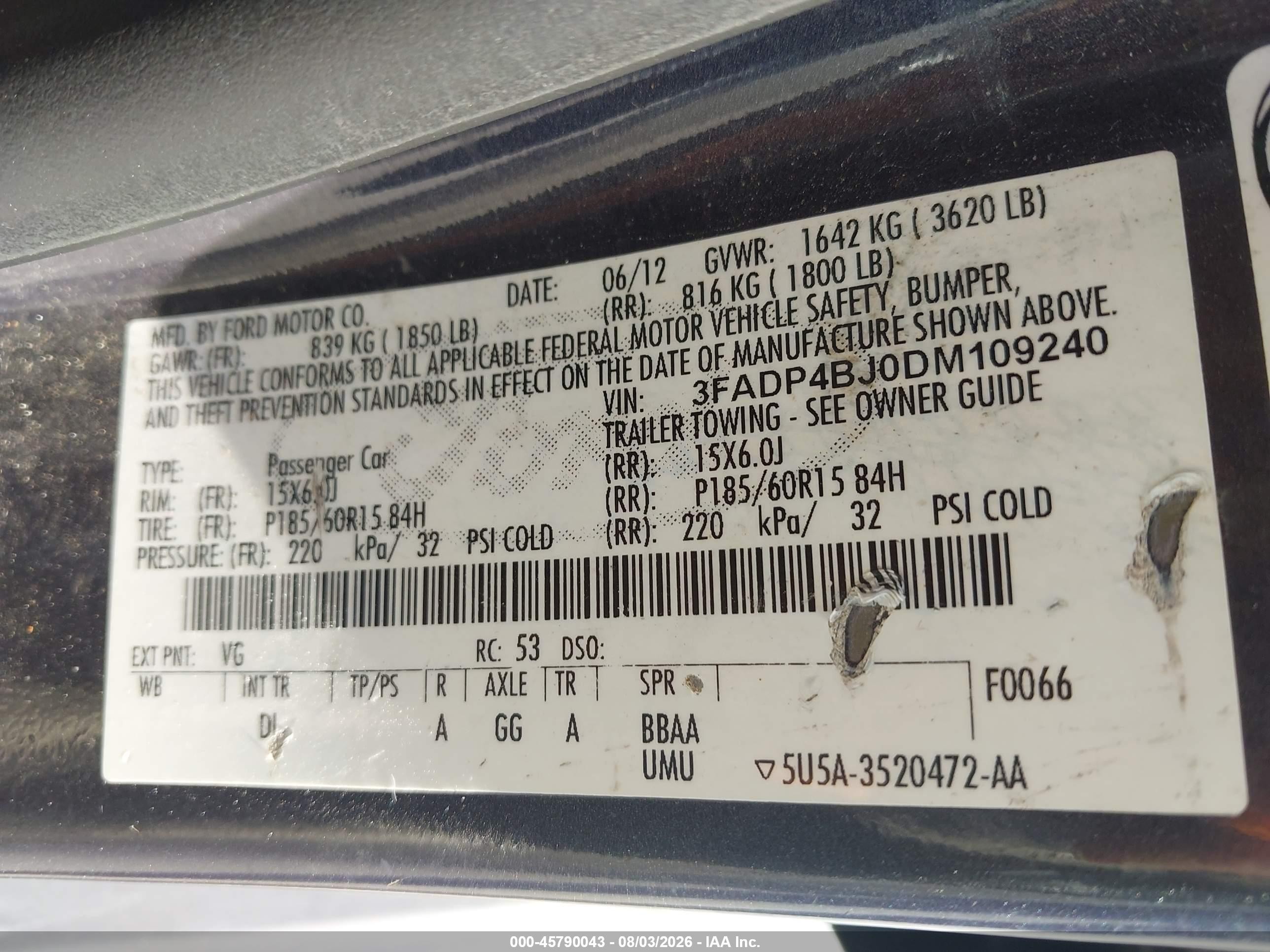 2013 Ford Fiesta Se Gray vin: 3FADP4BJ0DM109240
