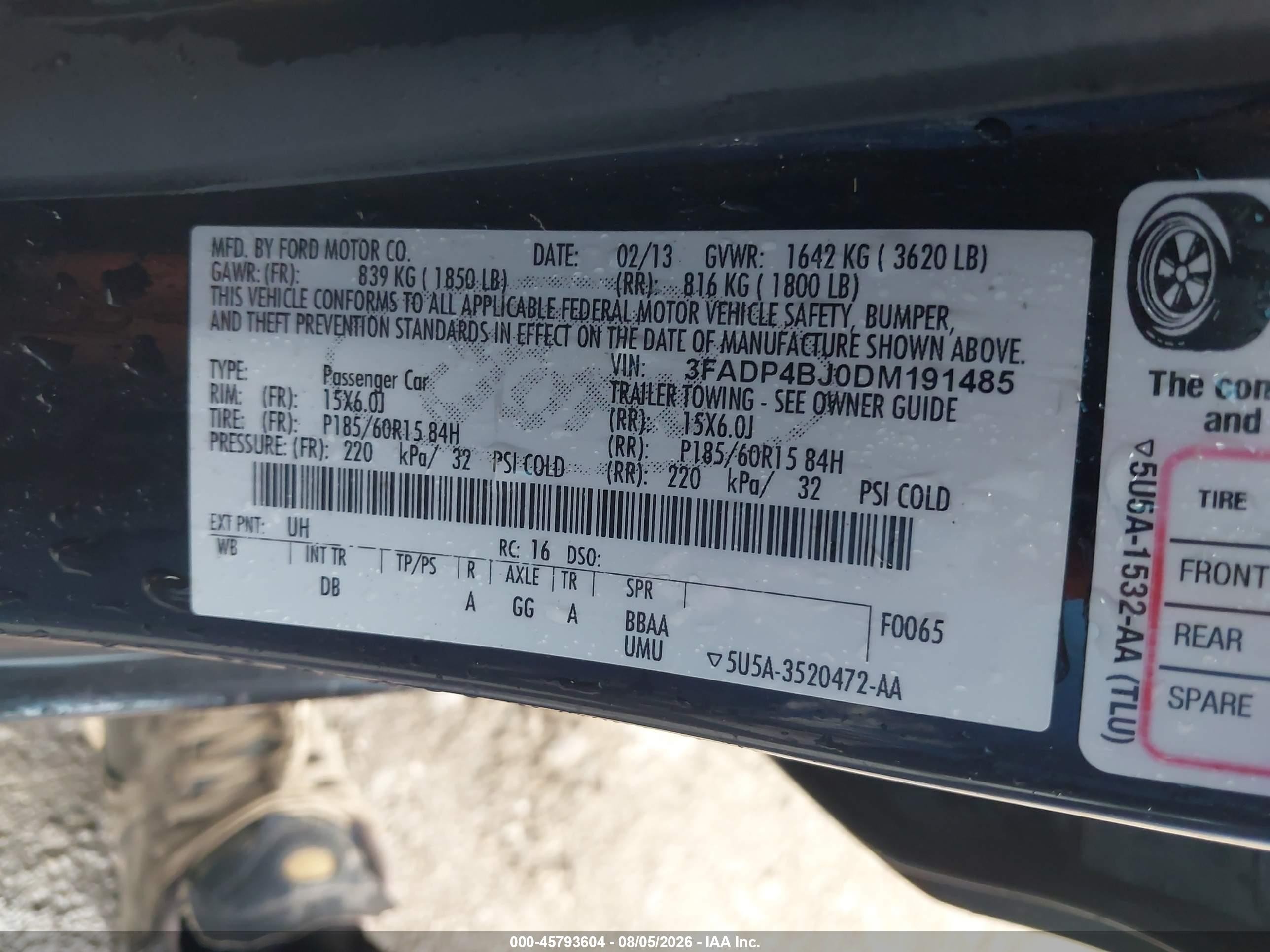 2013 Ford Fiesta Se Black vin: 3FADP4BJ0DM191485