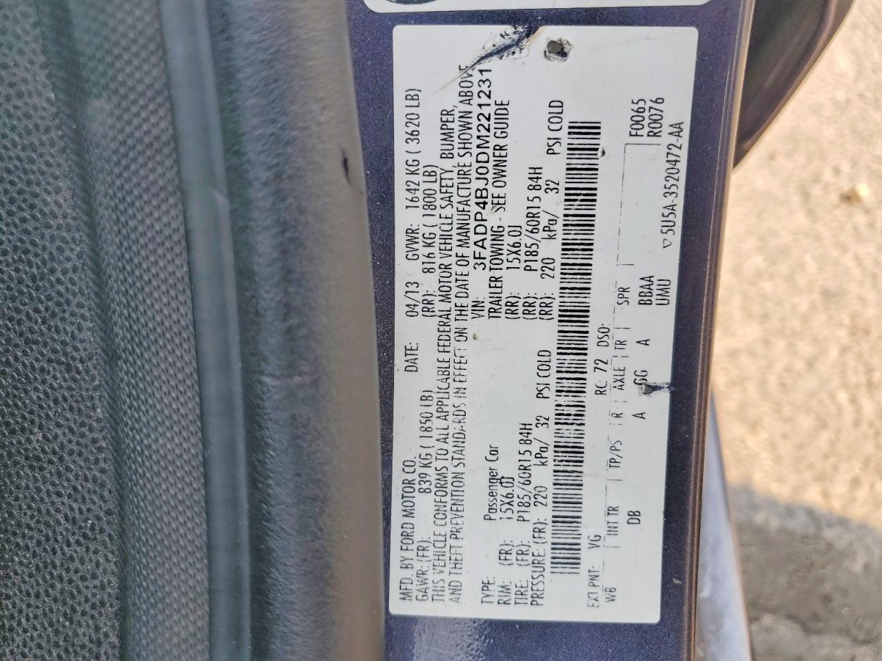 2013 Ford Fiesta Se Purple vin: 3FADP4BJ0DM221231