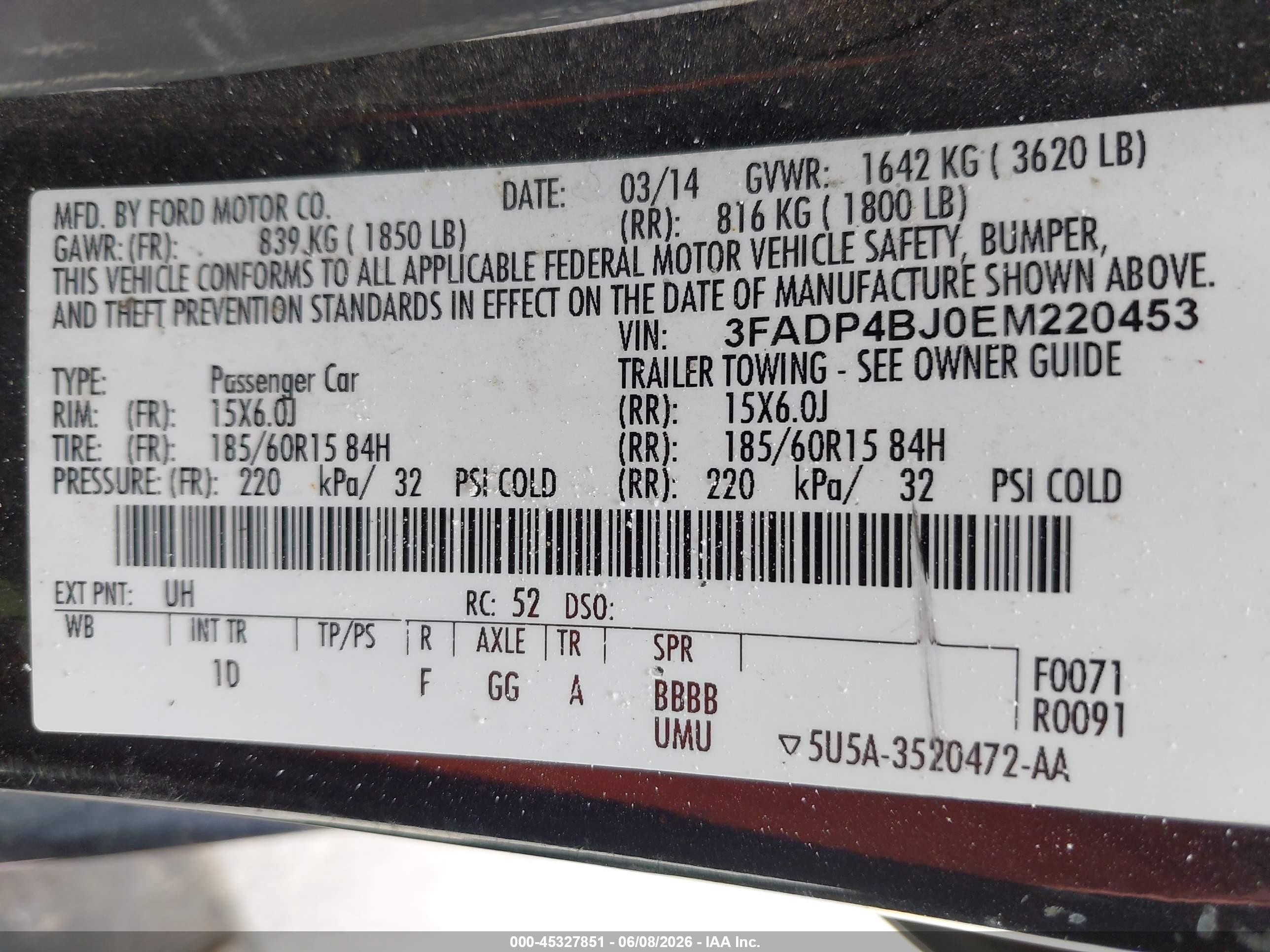 2014 Ford Fiesta Se Black vin: 3FADP4BJ0EM220453