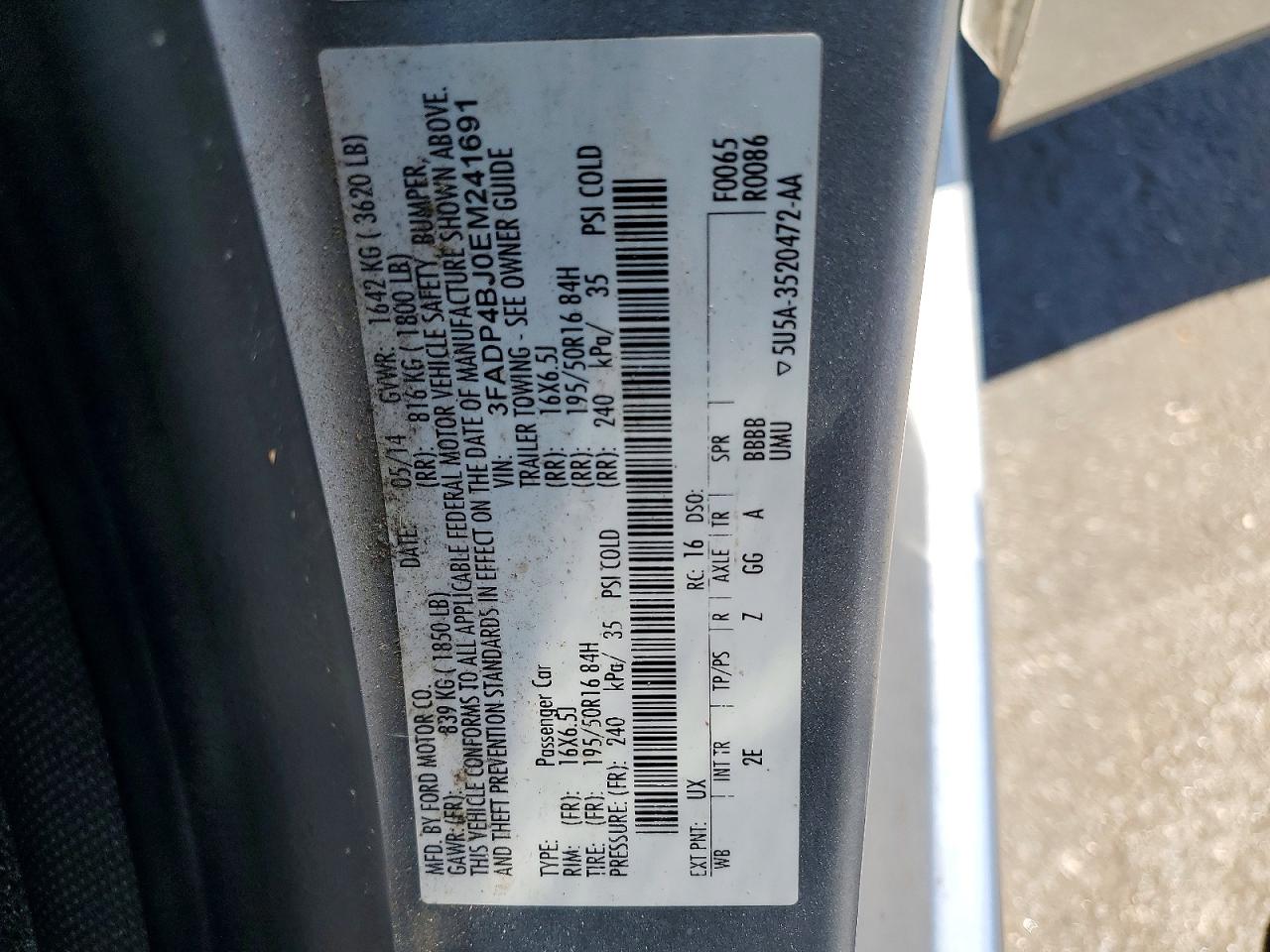 2014 Ford Fiesta Se Серебряный vin: 3FADP4BJ0EM241691