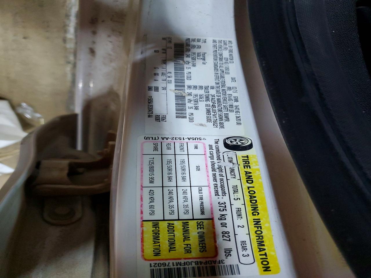 2015 Ford Fiesta Se White vin: 3FADP4BJ0FM176021