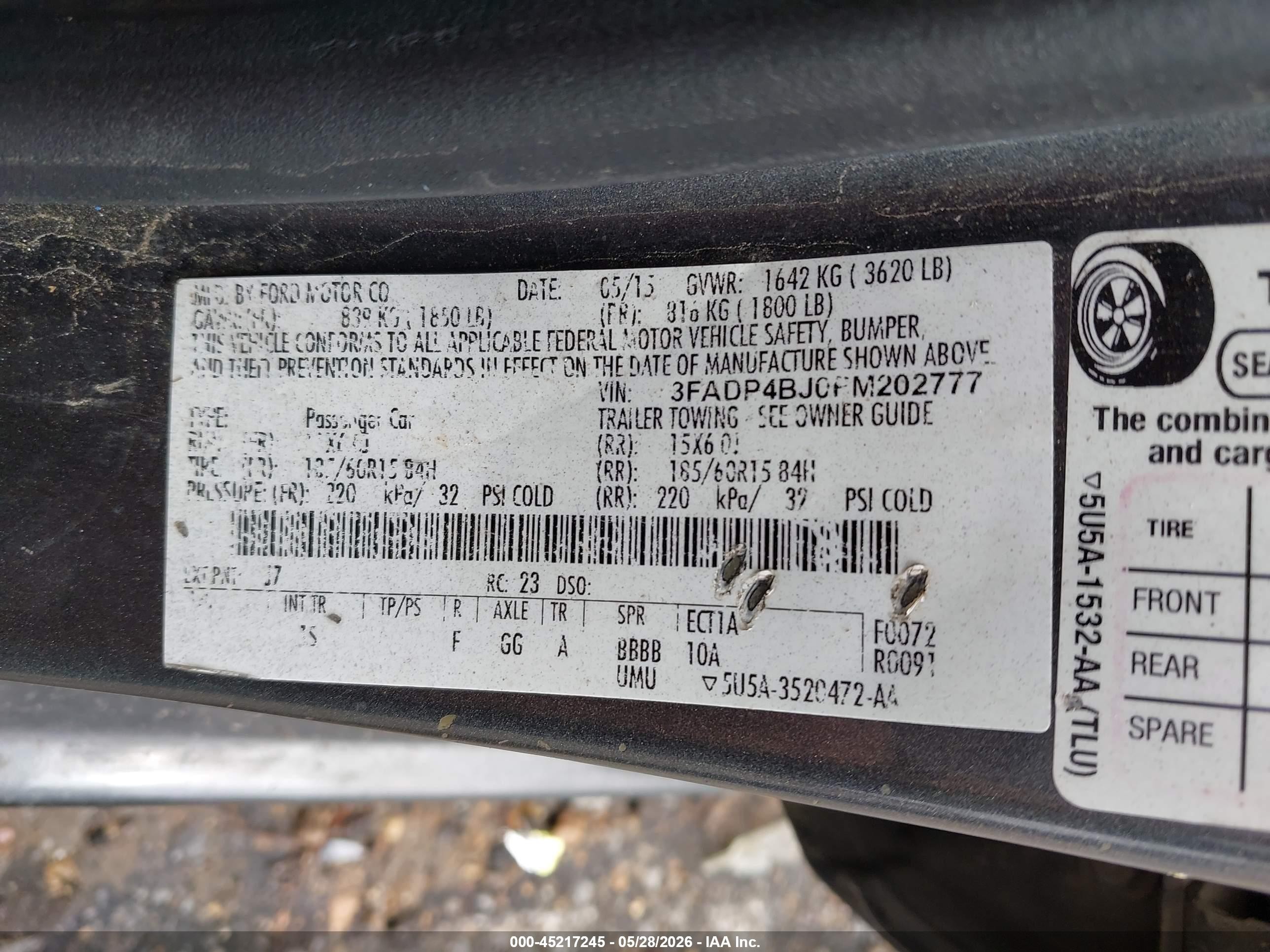 2015 Ford Fiesta Se Gray vin: 3FADP4BJ0FM202777