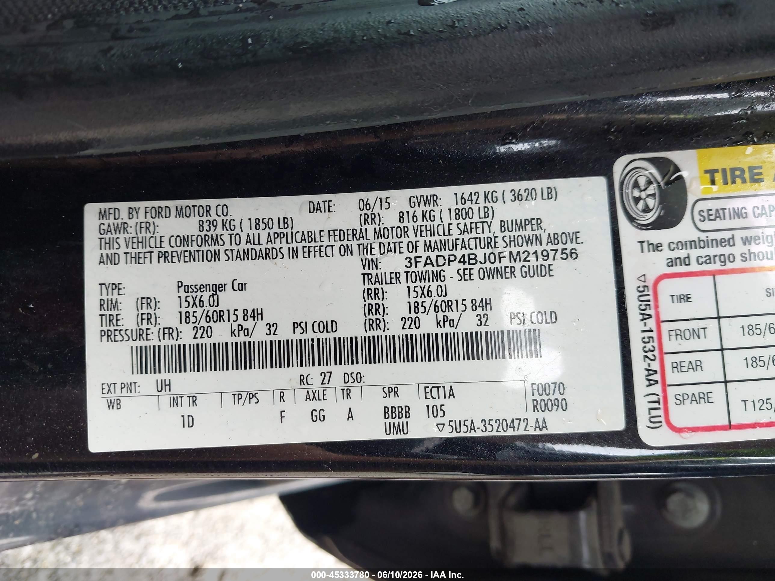 2015 Ford Fiesta Se Black vin: 3FADP4BJ0FM219756