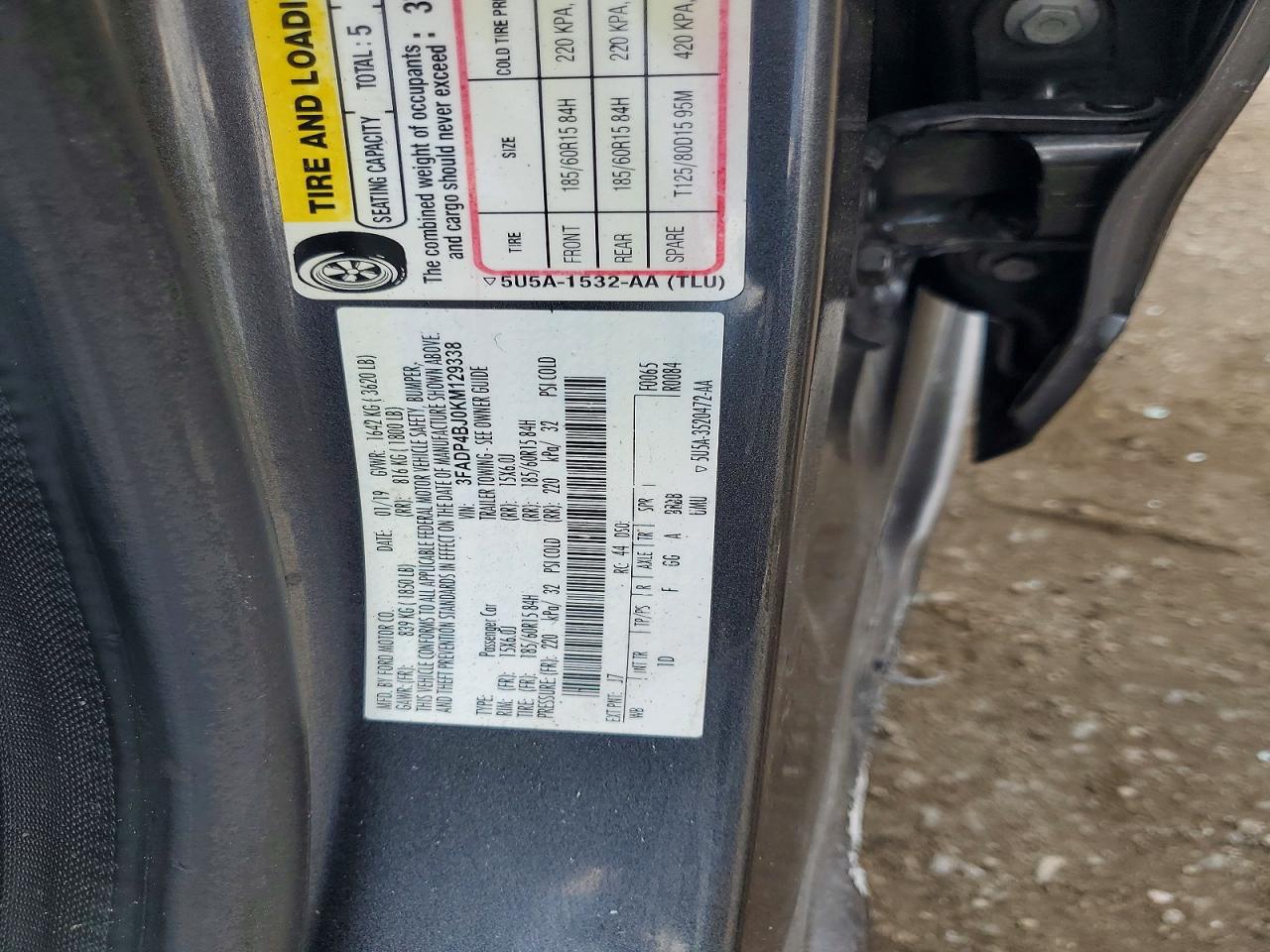 2019 Ford Fiesta Se Charcoal vin: 3FADP4BJ0KM129338