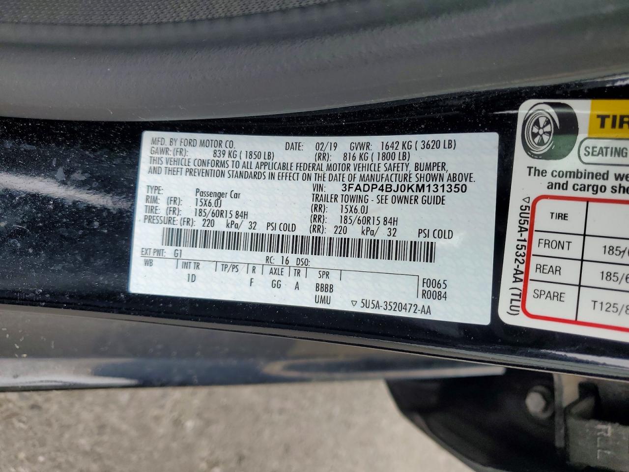 2019 Ford Fiesta Se Black vin: 3FADP4BJ0KM131350