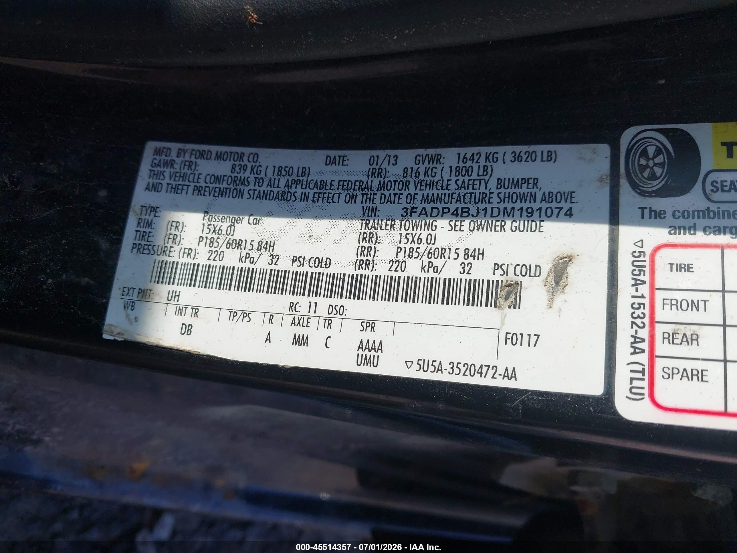 2013 Ford Fiesta Se Black vin: 3FADP4BJ1DM191074