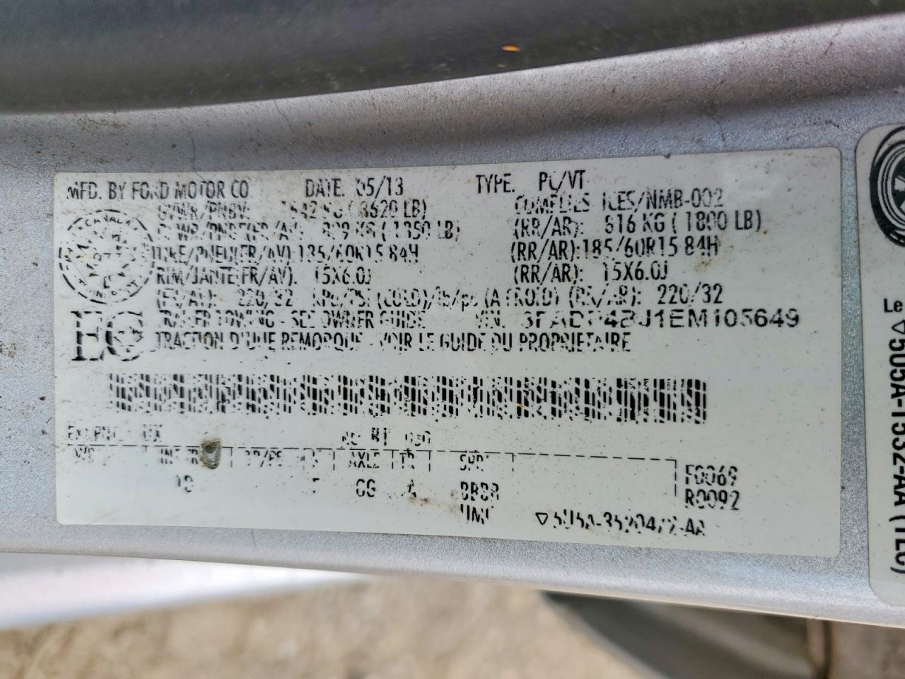 2014 Ford Fiesta Se Silver vin: 3FADP4BJ1EM105649
