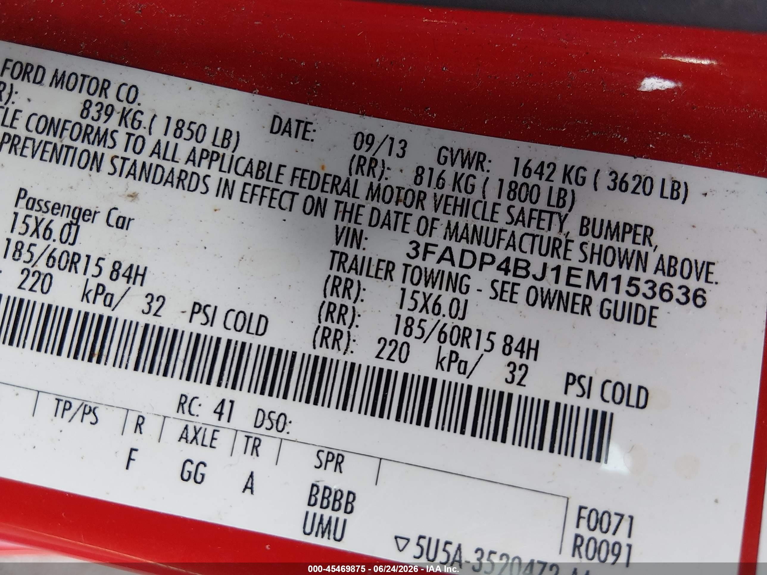 2014 Ford Fiesta Se Red vin: 3FADP4BJ1EM153636
