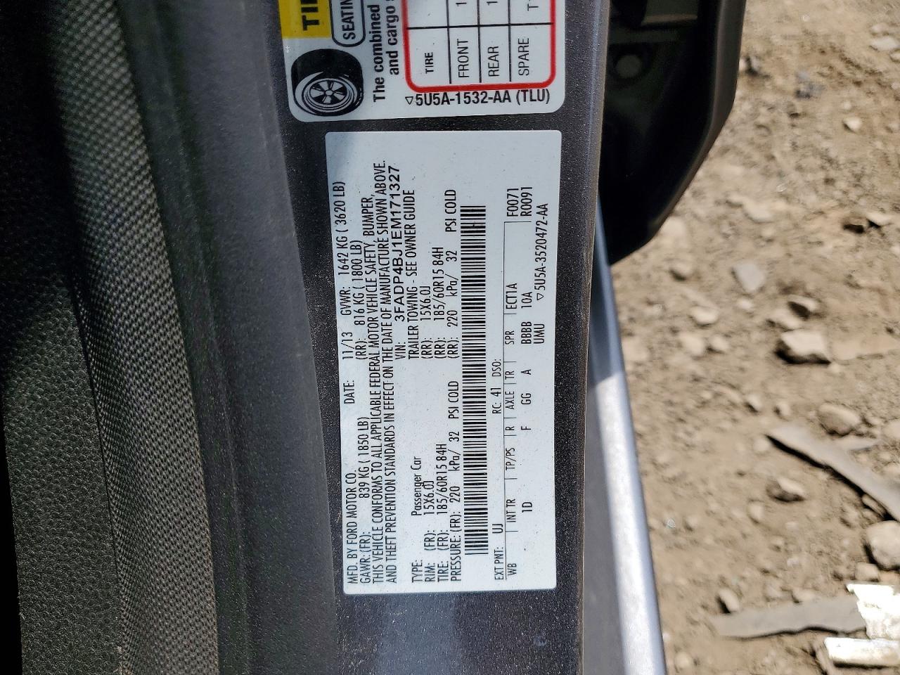 2014 Ford Fiesta Se Серый vin: 3FADP4BJ1EM171327