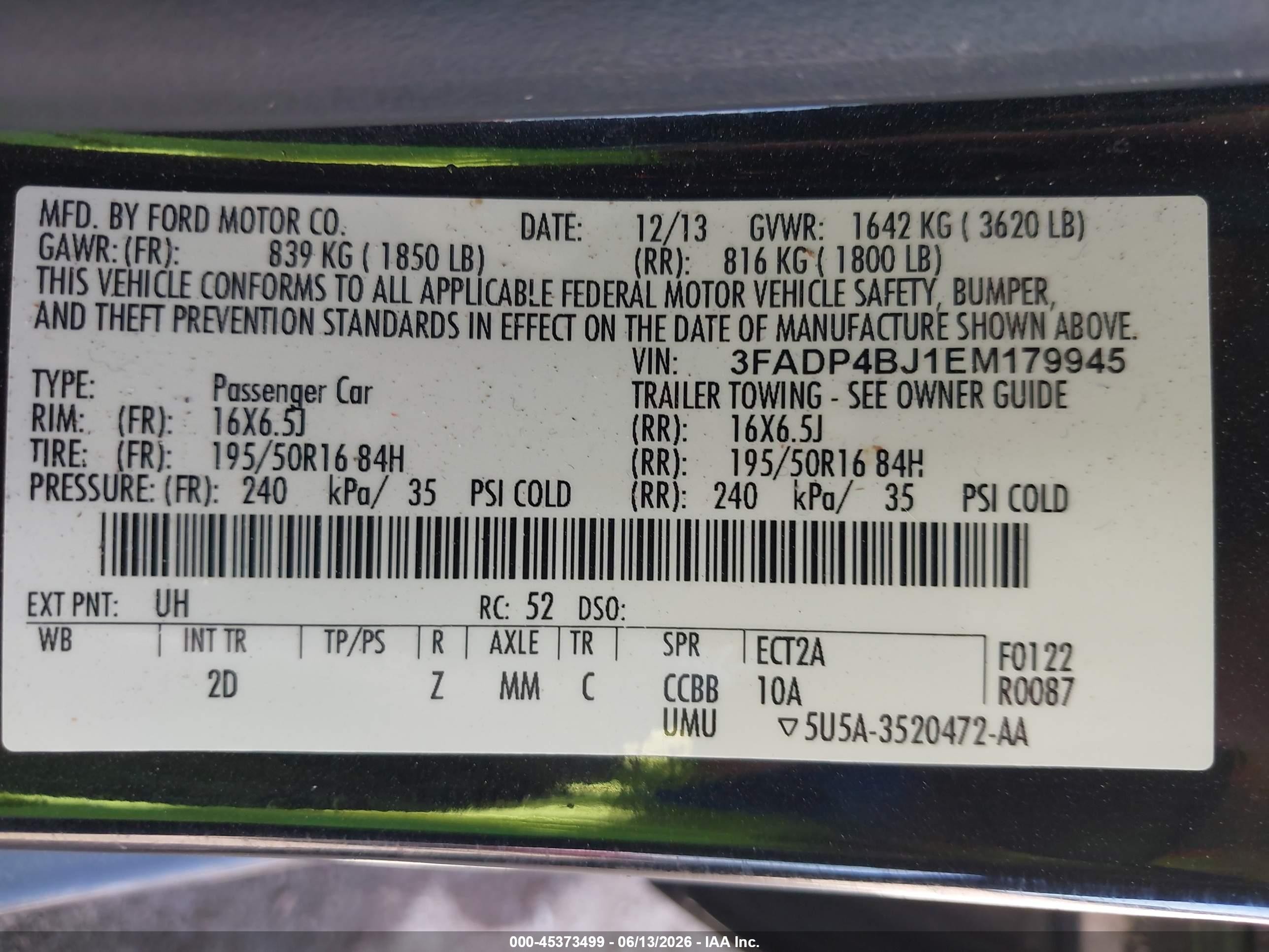 2014 Ford Fiesta Se Black vin: 3FADP4BJ1EM179945