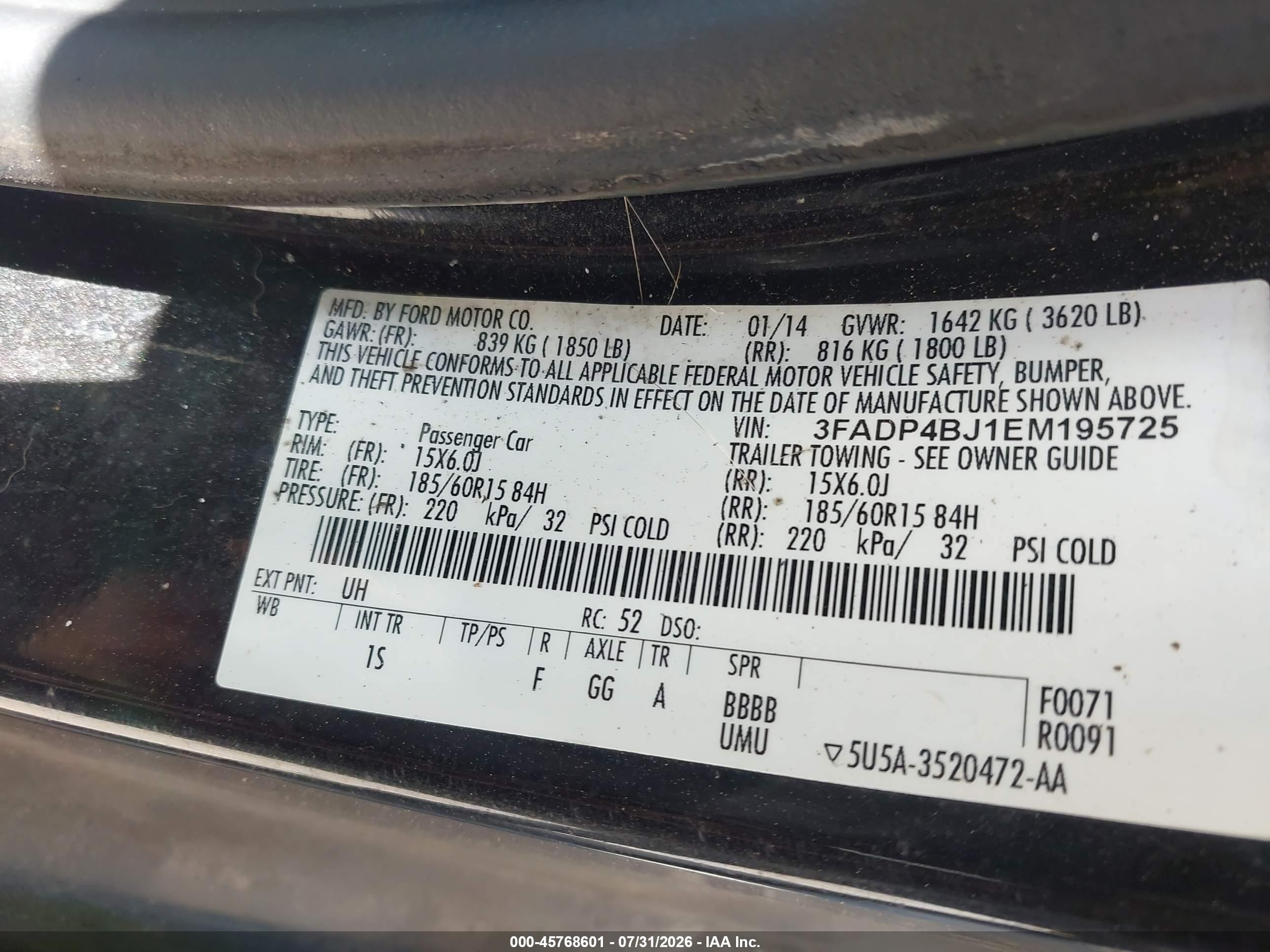 2014 Ford Fiesta Se Черный vin: 3FADP4BJ1EM195725