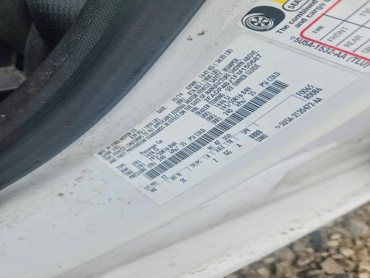2015 Ford Fiesta Se Белый vin: 3FADP4BJ1FM150687
